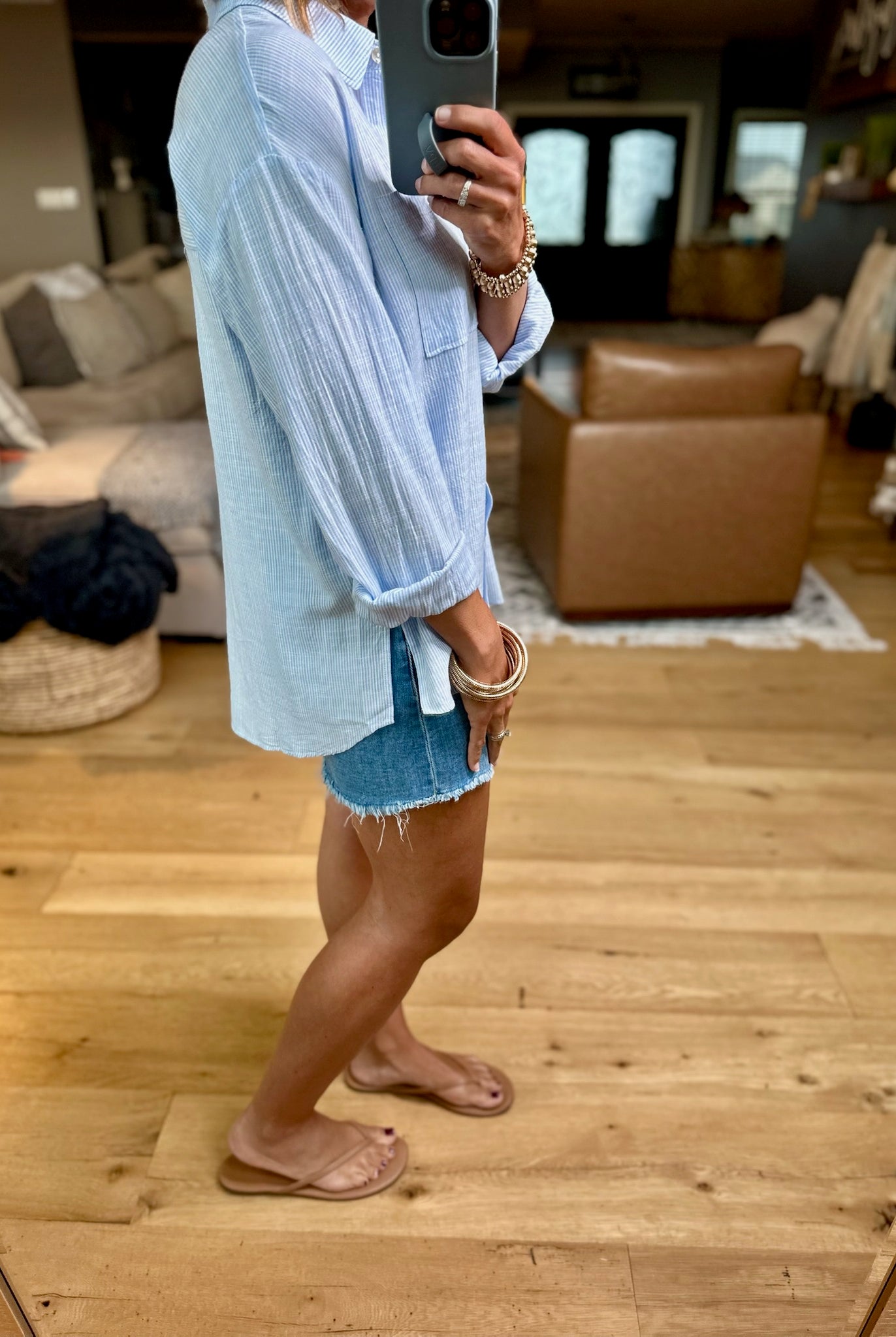 Chasing Clouds Button-Down Top-Be Cool-Anna Kaytes Boutique, Women's Fashion Boutique in Grinnell, Iowa