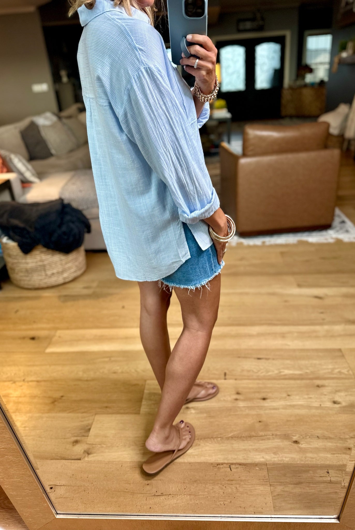 Chasing Clouds Button-Down Top-Be Cool-Anna Kaytes Boutique, Women's Fashion Boutique in Grinnell, Iowa