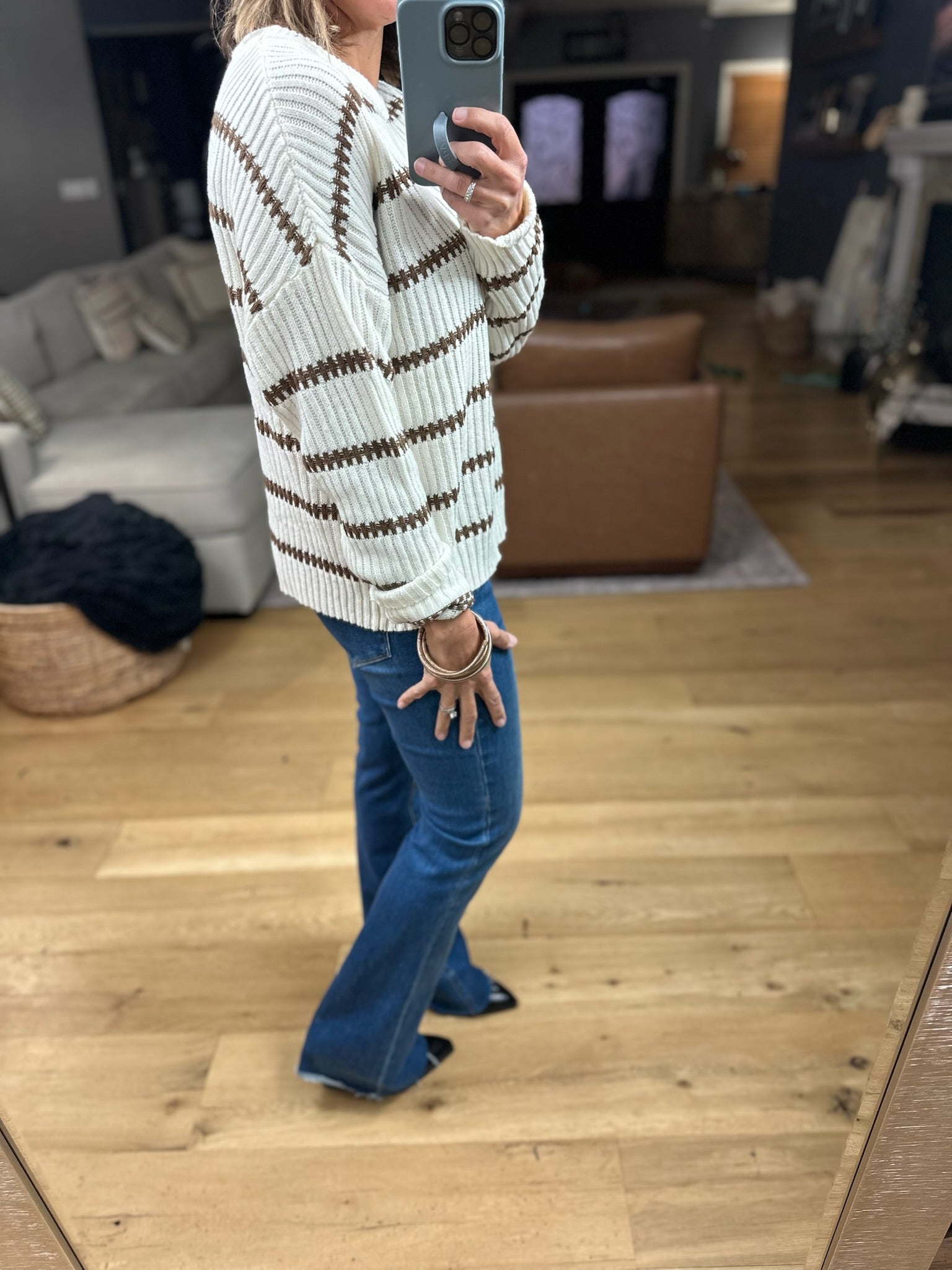 Never Too Late Striped Knit Sweater-Sweaters-Blu Pepper-Anna Kaytes Boutique, Women's Fashion Boutique in Grinnell, Iowa