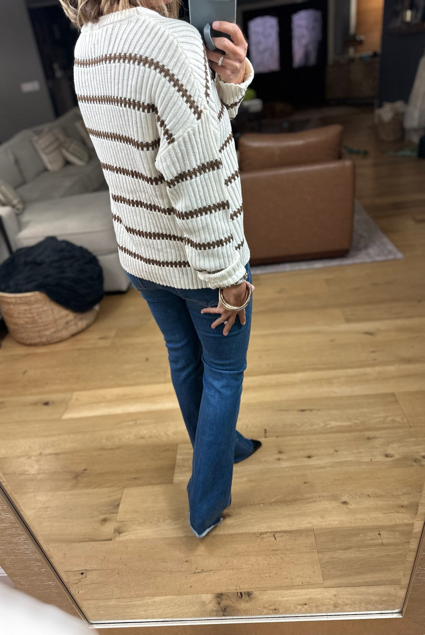 Never Too Late Striped Knit Sweater-Sweaters-Blu Pepper-Anna Kaytes Boutique, Women's Fashion Boutique in Grinnell, Iowa