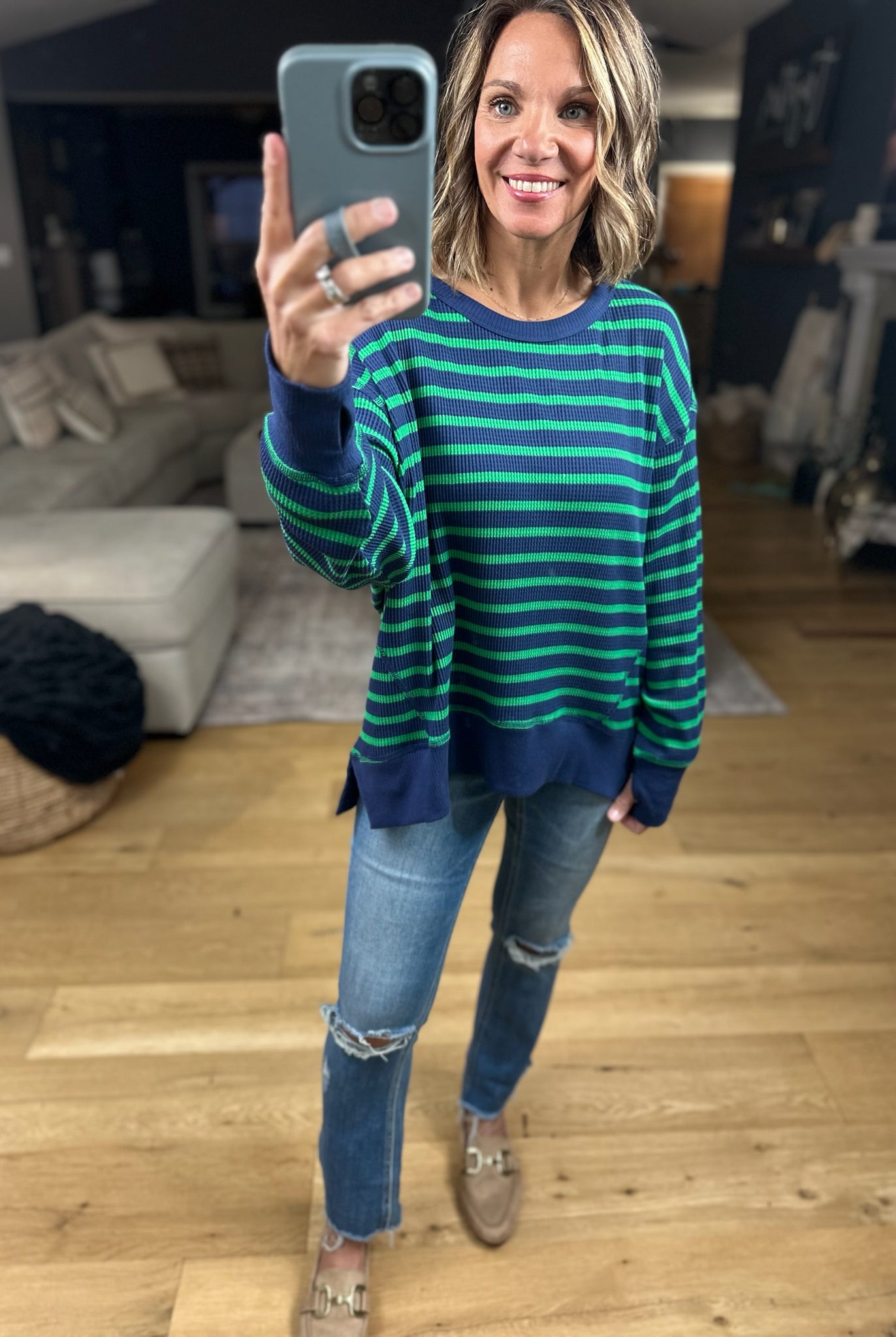 Only Imagine Flowy Waffle Crew-Long Sleeves-By Together-Anna Kaytes Boutique, Women's Fashion Boutique in Grinnell, Iowa