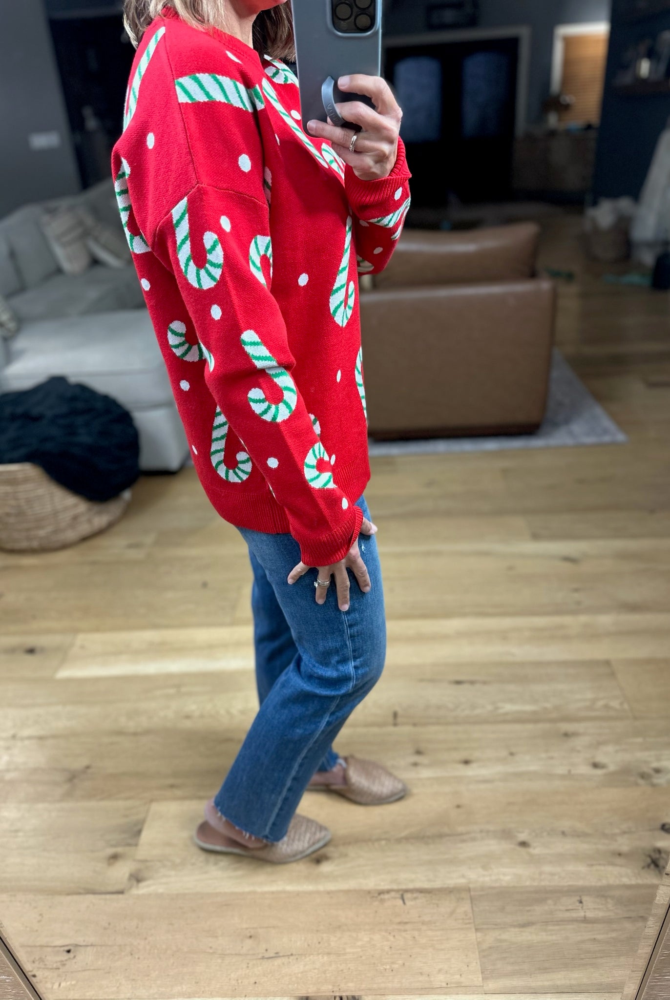 Candy Cane Lane Crew Sweater-Sweaters-Staccato-Anna Kaytes Boutique, Women's Fashion Boutique in Grinnell, Iowa