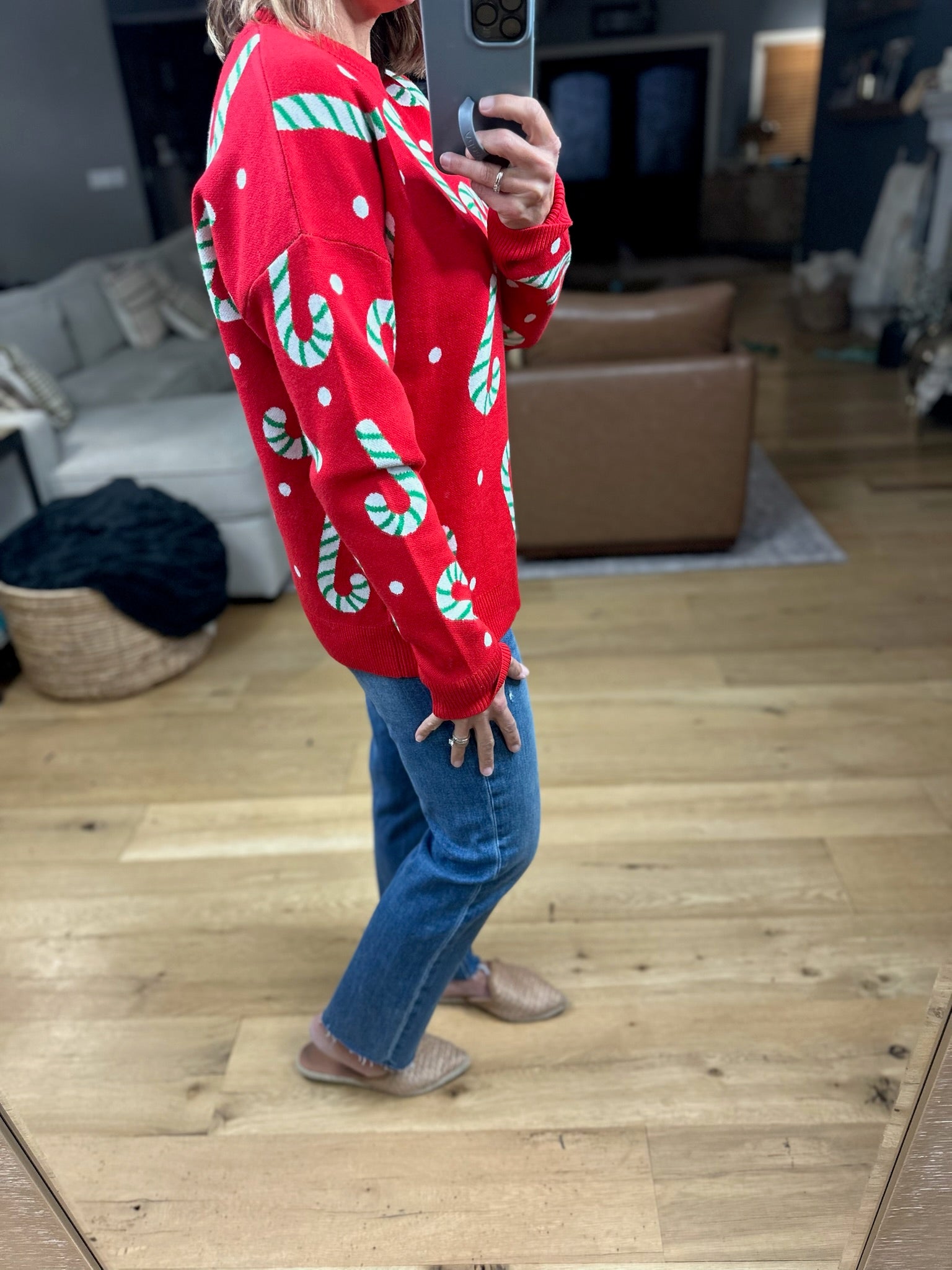 Candy Cane Lane Crew Sweater-Sweaters-Staccato-Anna Kaytes Boutique, Women's Fashion Boutique in Grinnell, Iowa