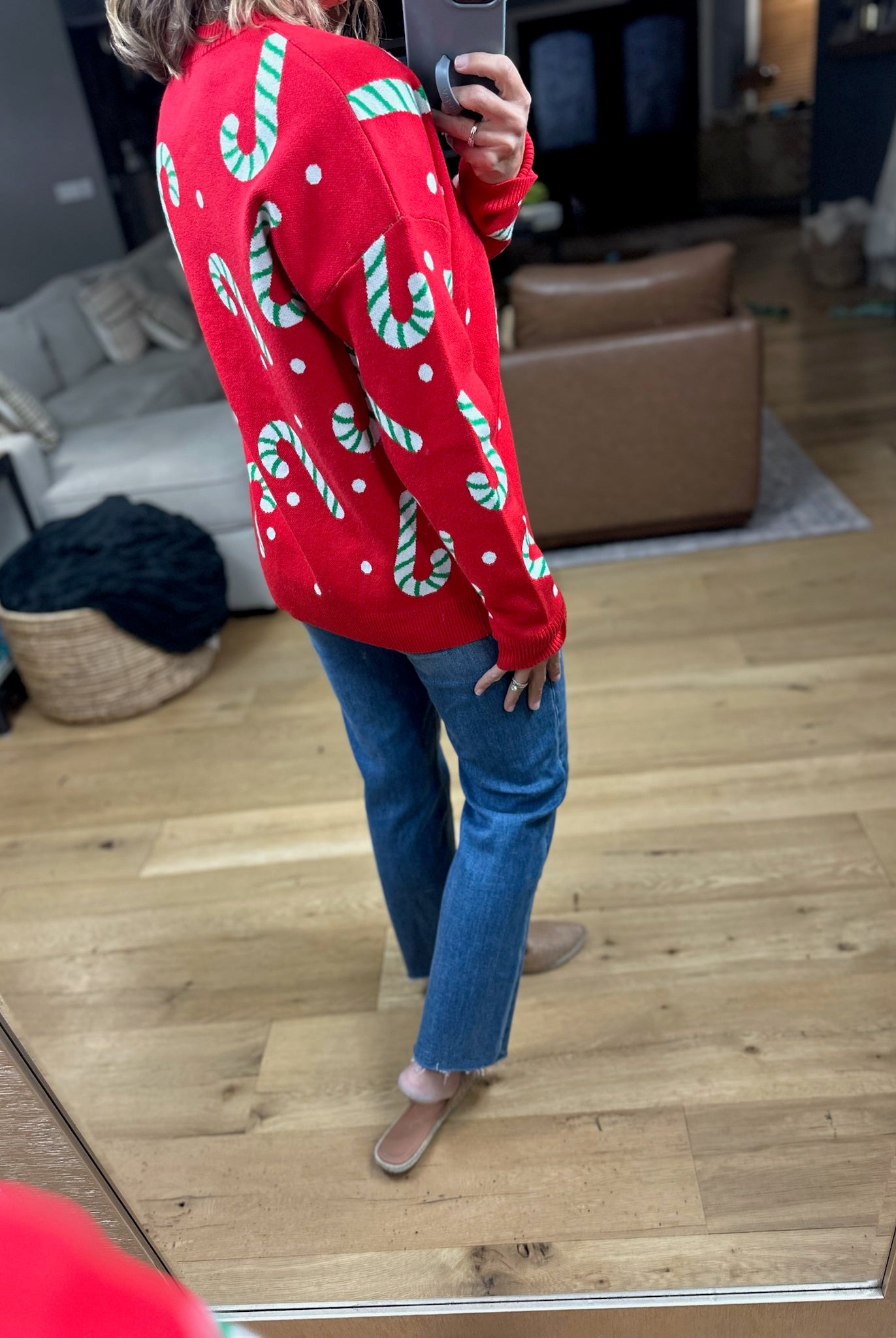 Candy Cane Lane Crew Sweater-Sweaters-Staccato-Anna Kaytes Boutique, Women's Fashion Boutique in Grinnell, Iowa