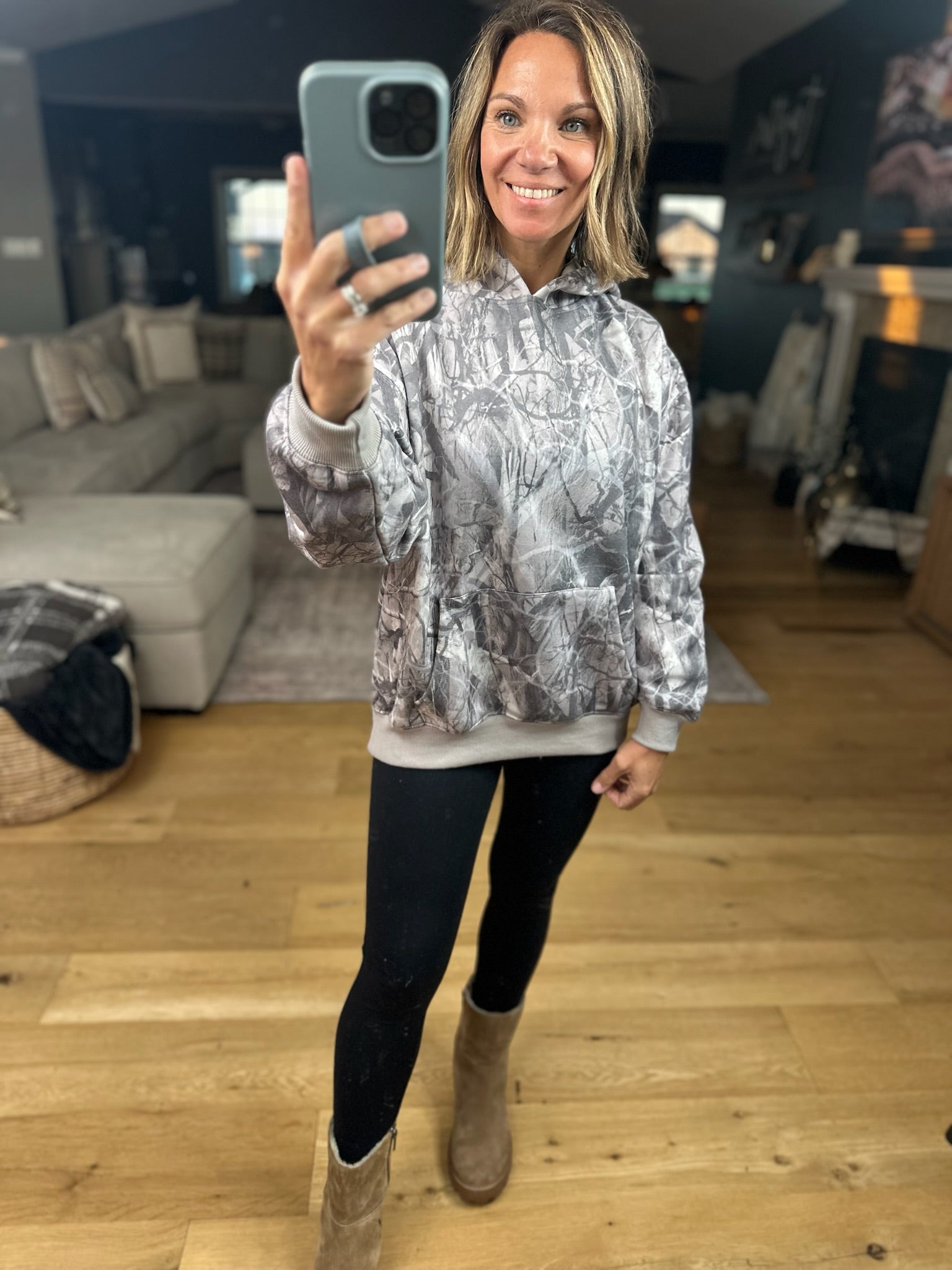 Comfort Camo Hooded Sweatshirt-Sweaters-Pretty Garbage-Anna Kaytes Boutique, Women's Fashion Boutique in Grinnell, Iowa