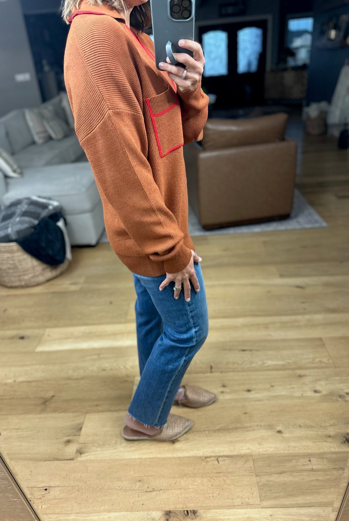 Easy Feel Collared V-Neck Knit-Sweaters-& Merci-Anna Kaytes Boutique, Women's Fashion Boutique in Grinnell, Iowa