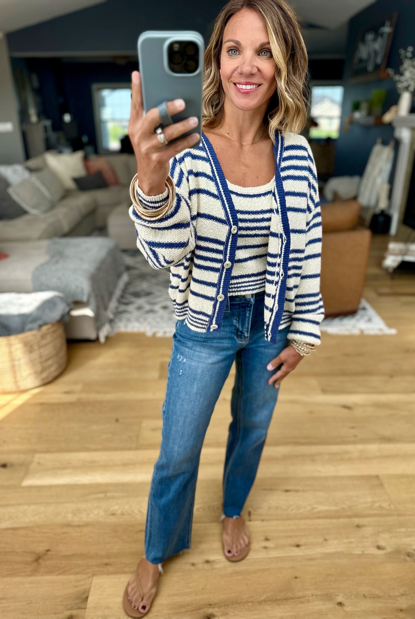 Darling Girl Striped Knit Tank + Cardigan Set-By Together-Anna Kaytes Boutique, Women's Fashion Boutique in Grinnell, Iowa