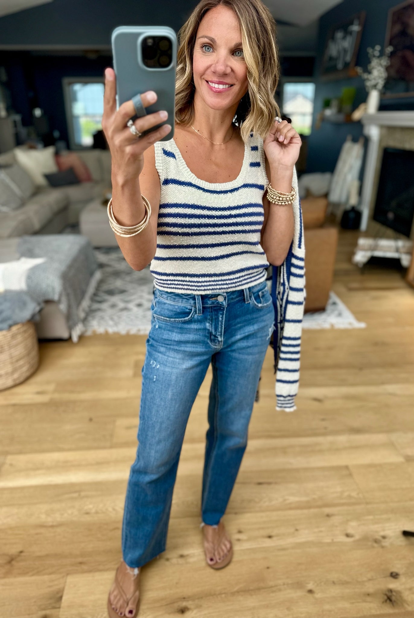 Darling Girl Striped Knit Tank + Cardigan Set-By Together-Anna Kaytes Boutique, Women's Fashion Boutique in Grinnell, Iowa