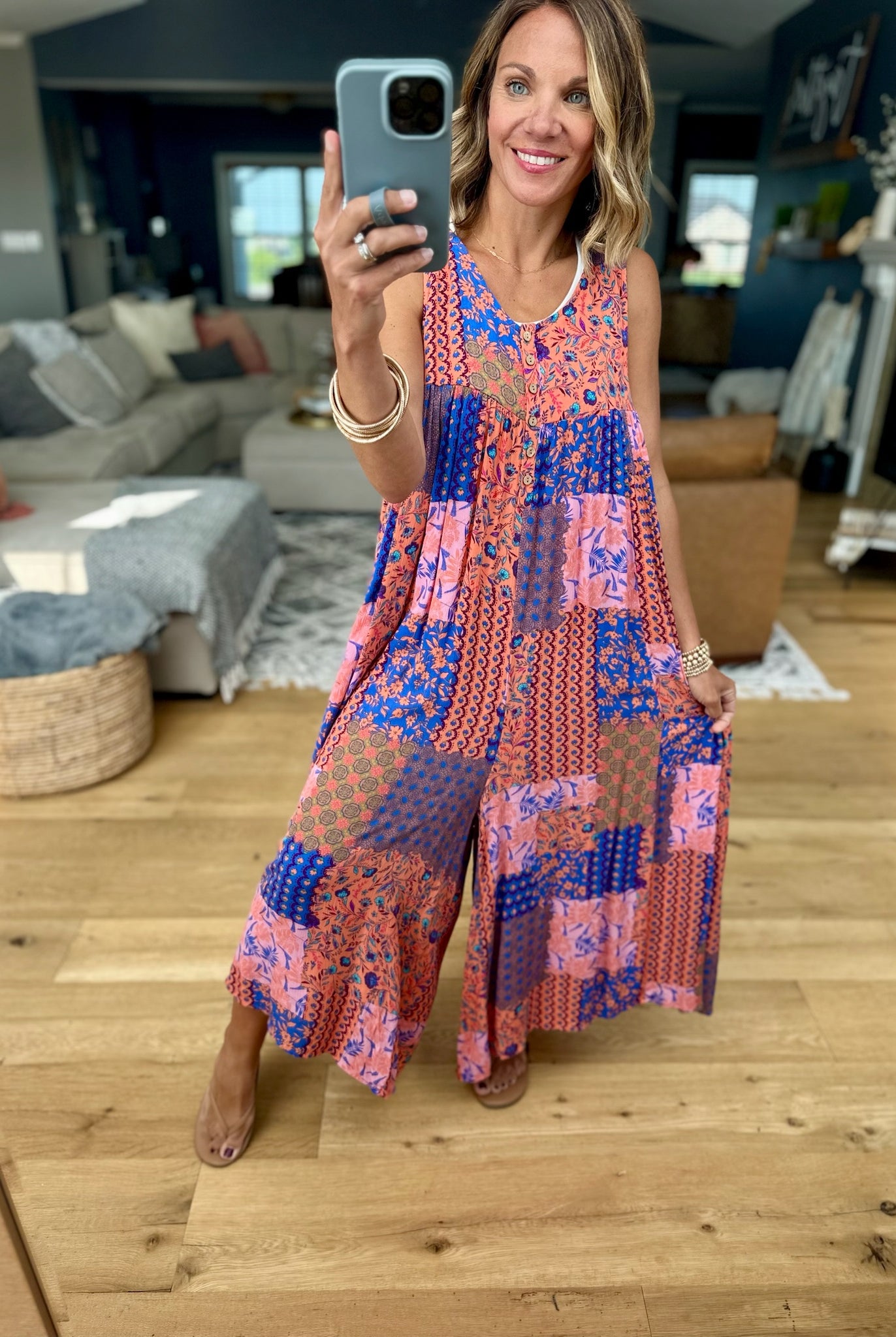 Festival Fields Patchwork Jumpsuit-Easel-Anna Kaytes Boutique, Women's Fashion Boutique in Grinnell, Iowa