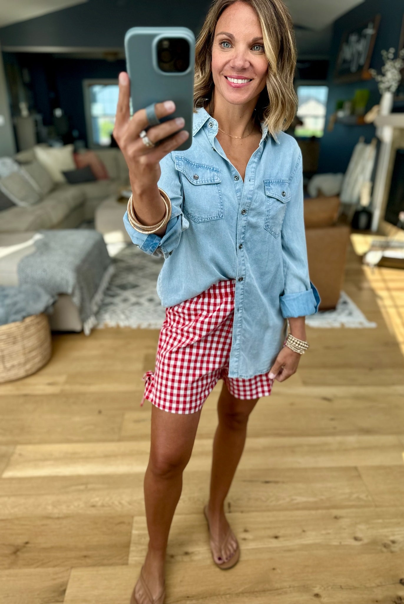 The Cassie Gingham Shorts-Very J-Anna Kaytes Boutique, Women's Fashion Boutique in Grinnell, Iowa