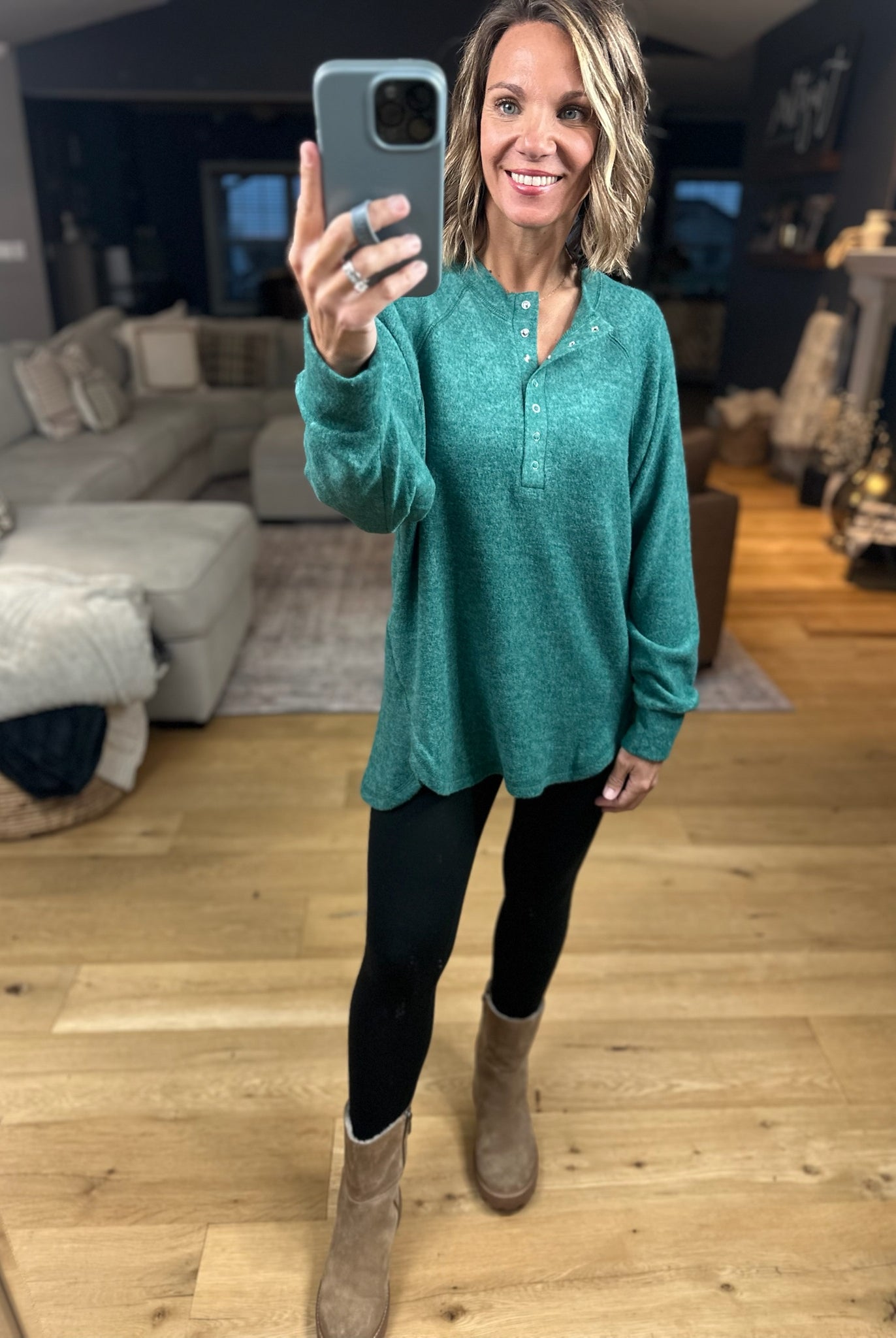 Back & Forth Brushed Fleece Henley - Multiple Options-Long Sleeves-Zenana-Anna Kaytes Boutique, Women's Fashion Boutique in Grinnell, Iowa