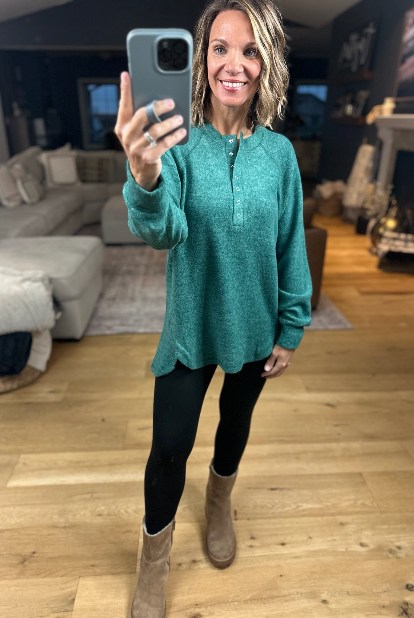 Back & Forth Brushed Fleece Henley - Multiple Options-Long Sleeves-Zenana-Anna Kaytes Boutique, Women's Fashion Boutique in Grinnell, Iowa