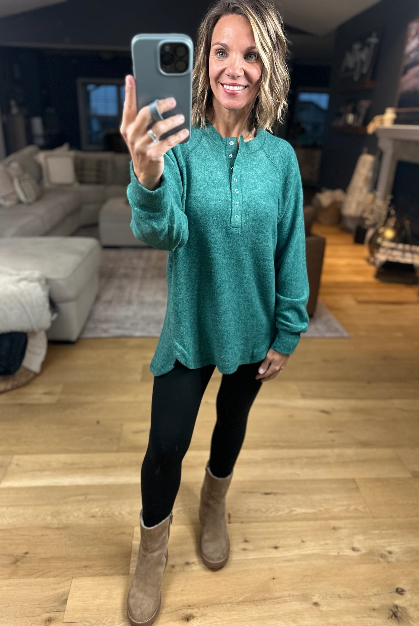 Back & Forth Brushed Fleece Henley - Multiple Options-Long Sleeves-Zenana-Anna Kaytes Boutique, Women's Fashion Boutique in Grinnell, Iowa