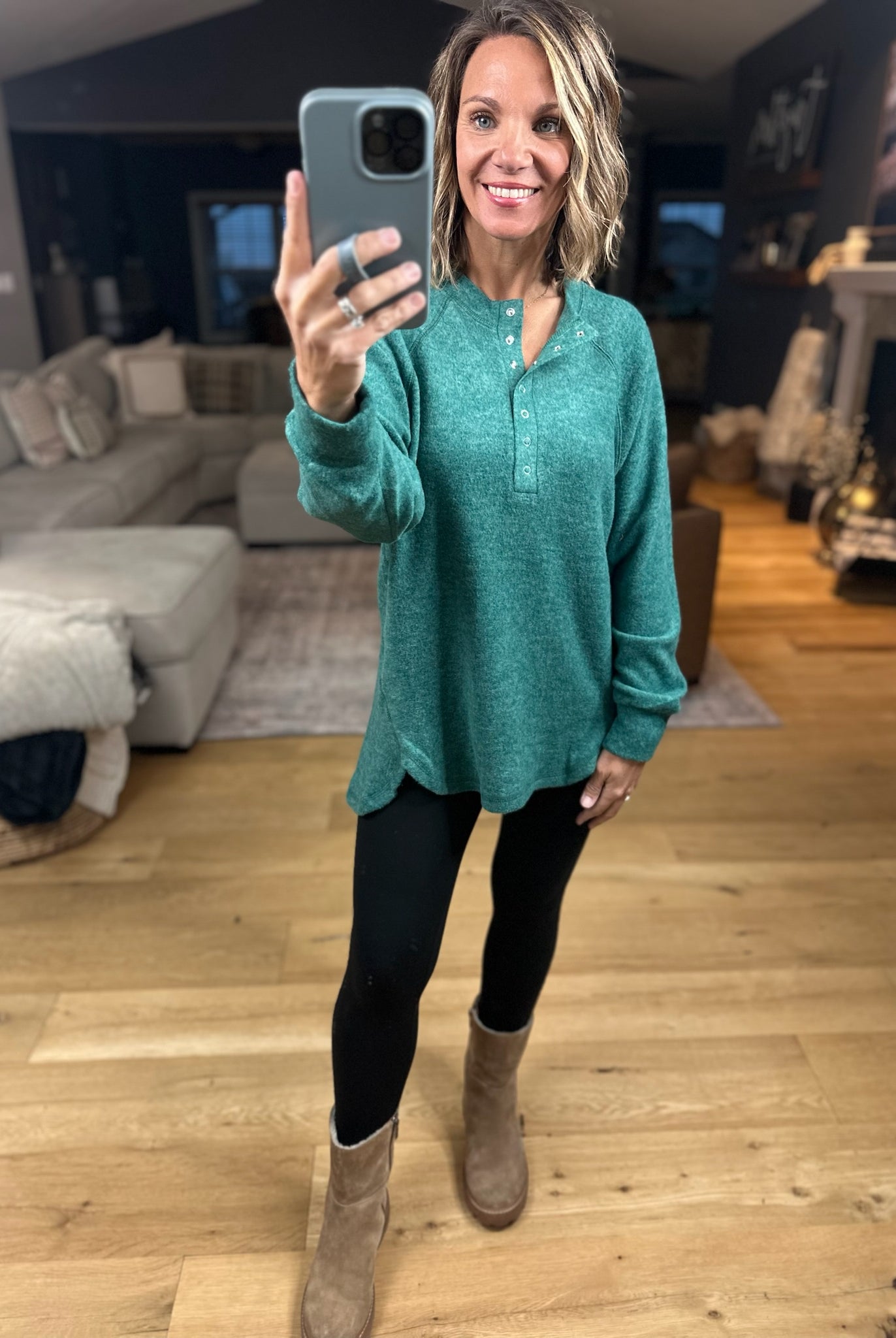 Back & Forth Brushed Fleece Henley - Multiple Options-Long Sleeves-Zenana-Anna Kaytes Boutique, Women's Fashion Boutique in Grinnell, Iowa