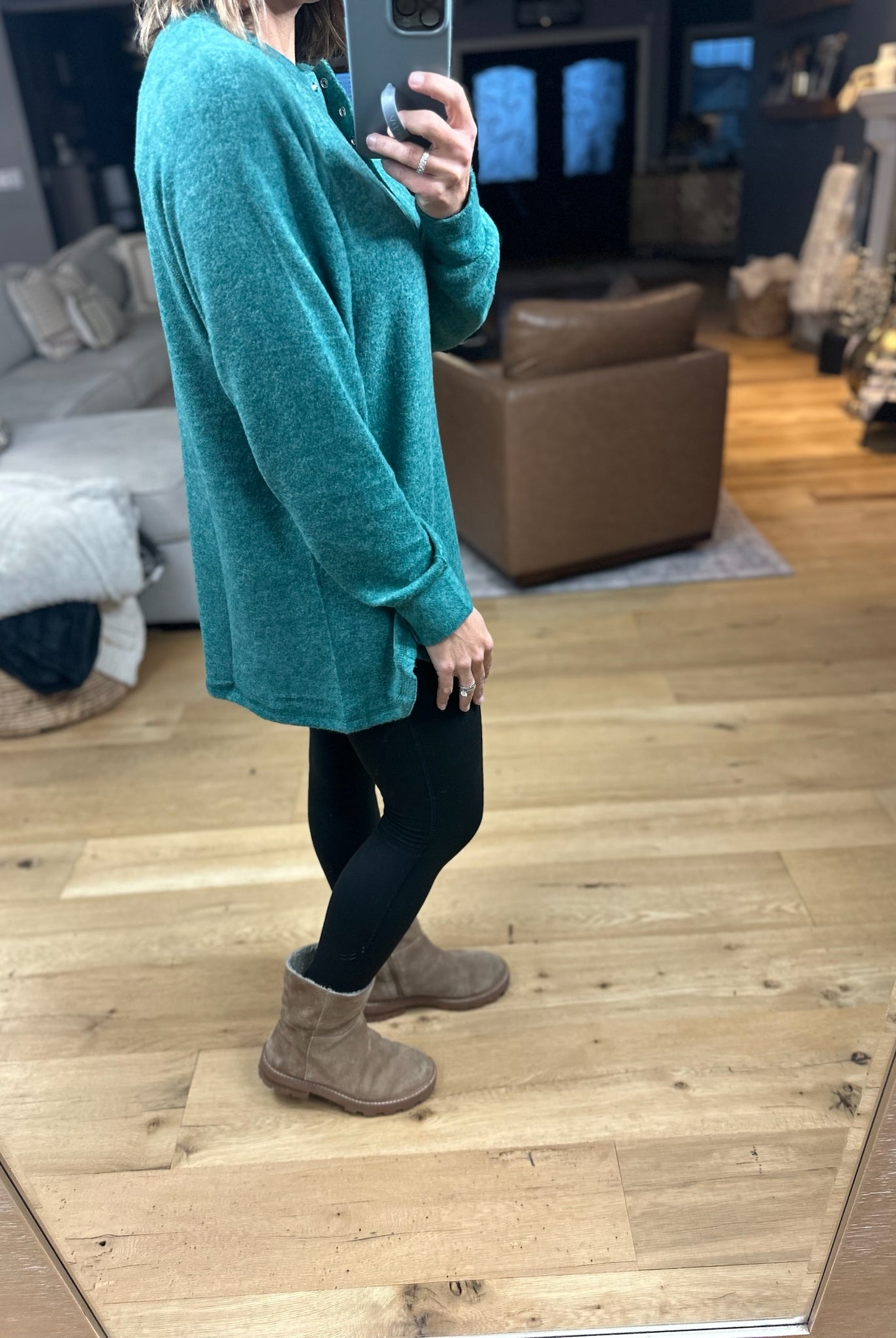 Back & Forth Brushed Fleece Henley - Multiple Options-Long Sleeves-Zenana-Anna Kaytes Boutique, Women's Fashion Boutique in Grinnell, Iowa