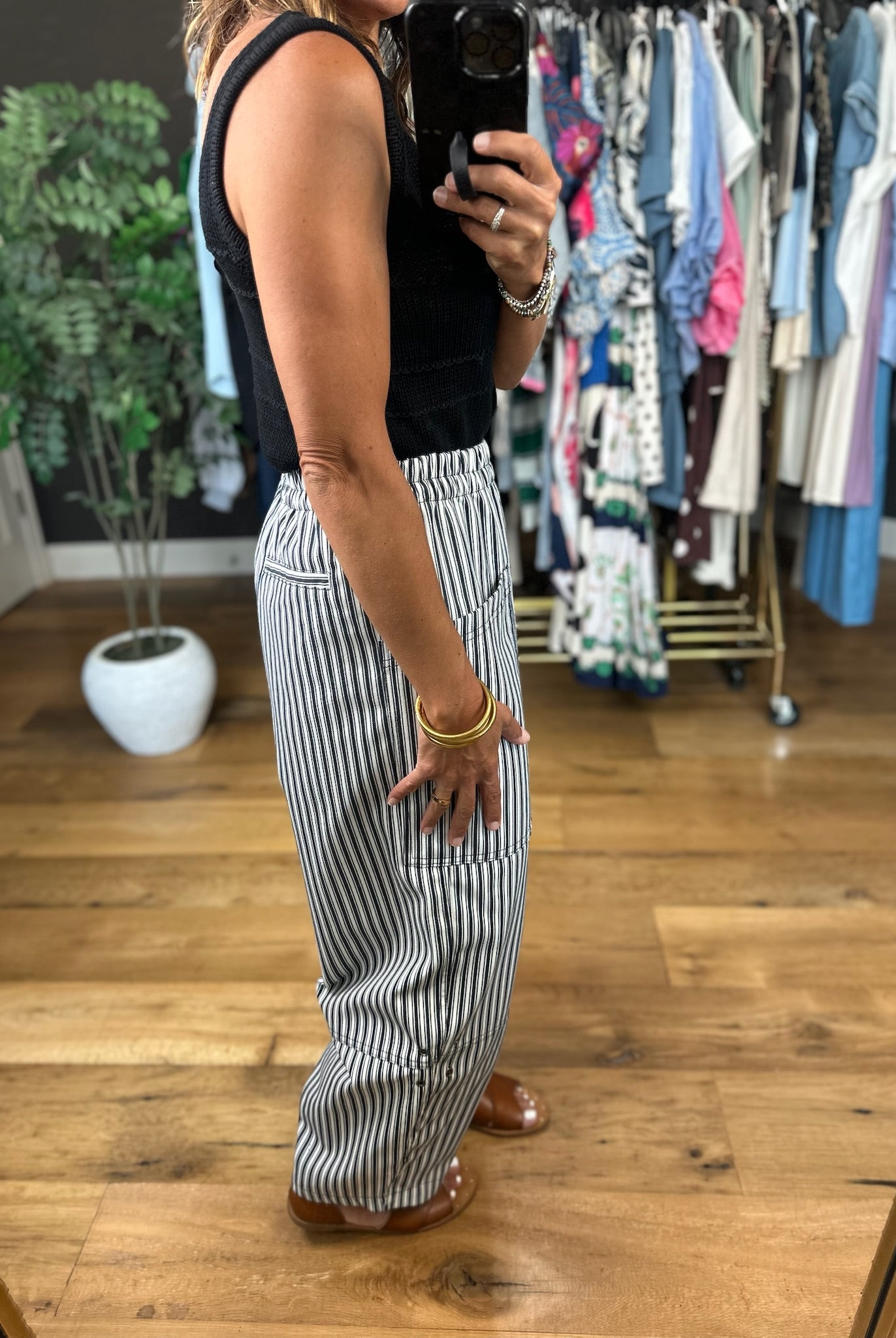 The Cecelia Striped Barrel Pant-Pants-Blu Pepper-Anna Kaytes Boutique, Women's Fashion Boutique in Grinnell, Iowa