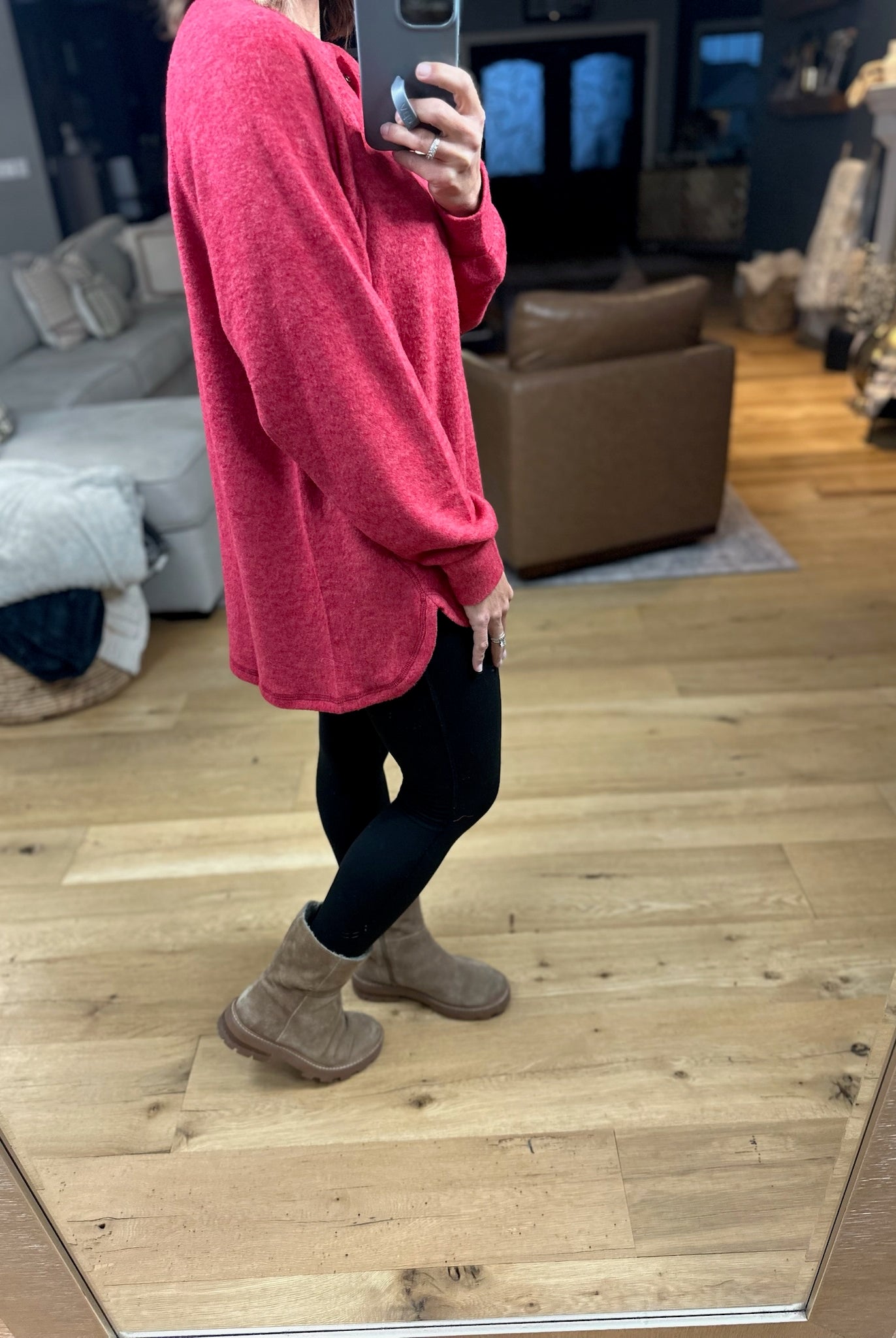 Back & Forth Brushed Fleece Henley - Multiple Options-Long Sleeves-Zenana-Anna Kaytes Boutique, Women's Fashion Boutique in Grinnell, Iowa