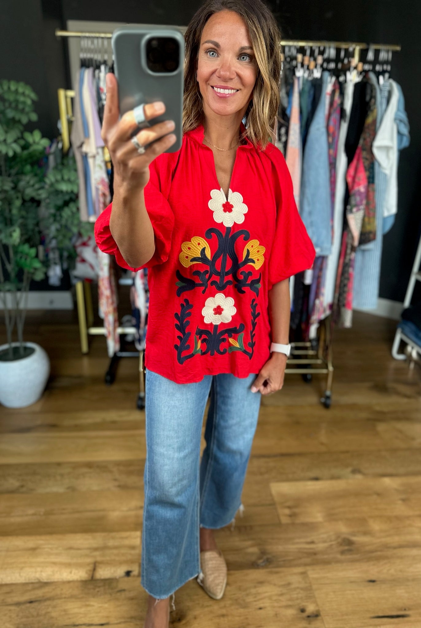 Around The World Embroidery Detail Top-Short Sleeves-Umgee-Anna Kaytes Boutique, Women's Fashion Boutique in Grinnell, Iowa