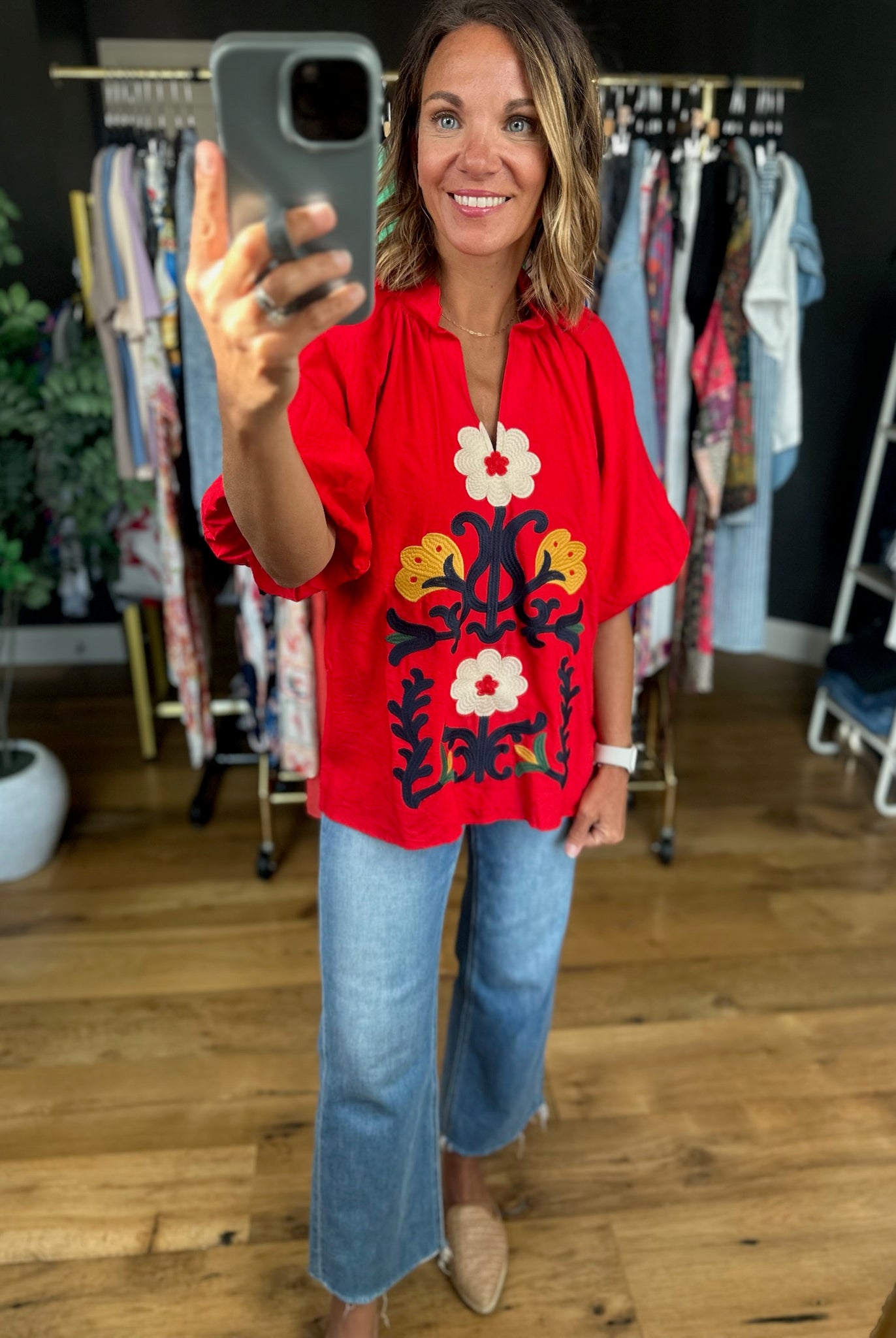 Around The World Embroidery Detail Top-Short Sleeves-Umgee-Anna Kaytes Boutique, Women's Fashion Boutique in Grinnell, Iowa