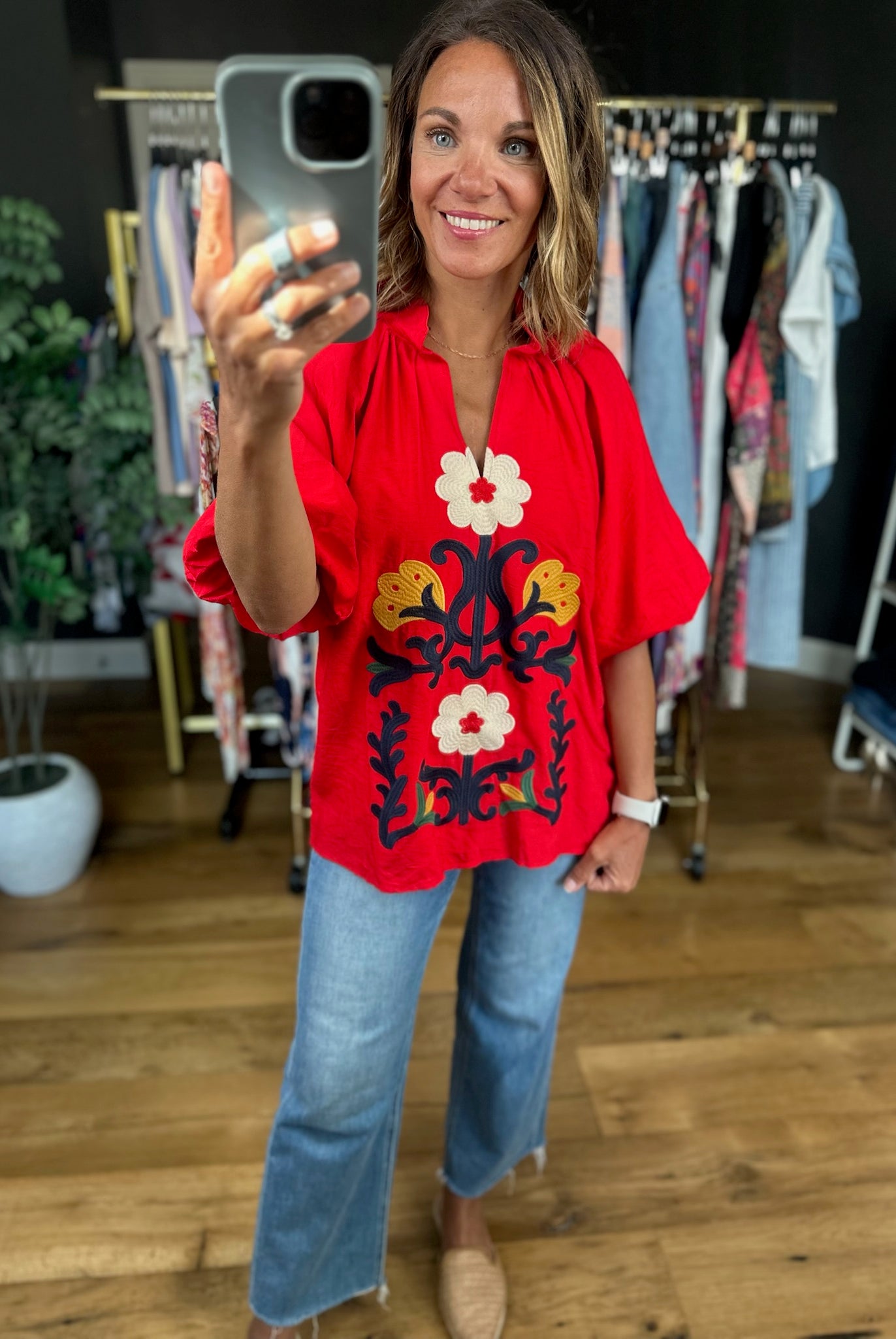 Around The World Embroidery Detail Top-Short Sleeves-Umgee-Anna Kaytes Boutique, Women's Fashion Boutique in Grinnell, Iowa