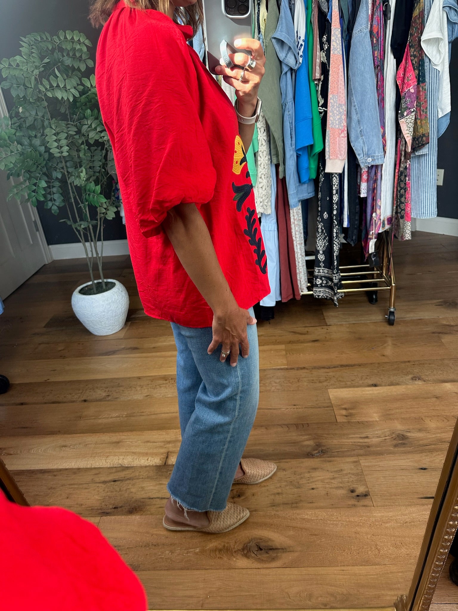 Around The World Embroidery Detail Top-Short Sleeves-Umgee-Anna Kaytes Boutique, Women's Fashion Boutique in Grinnell, Iowa