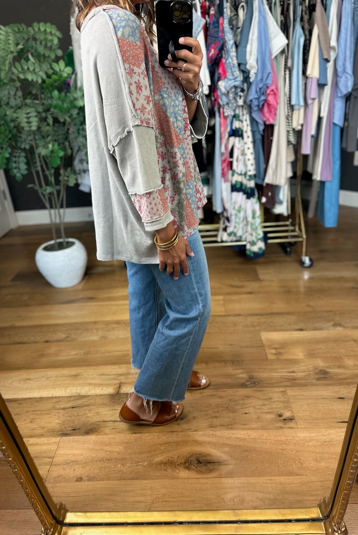 What To Say Patchwork Top-Short Sleeves-Easel-Anna Kaytes Boutique, Women's Fashion Boutique in Grinnell, Iowa