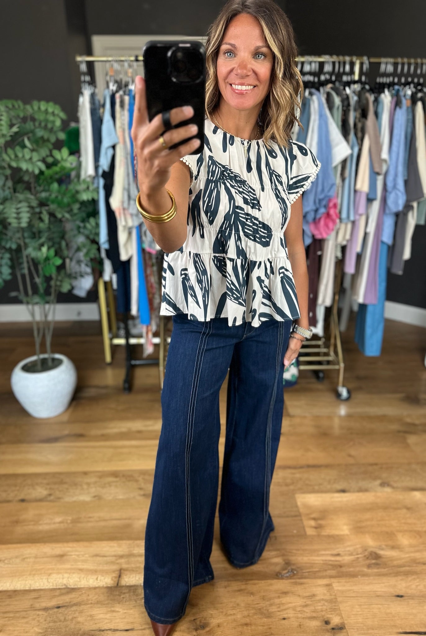 Rule The Day Patterned Top-Short Sleeves-THML-Anna Kaytes Boutique, Women's Fashion Boutique in Grinnell, Iowa