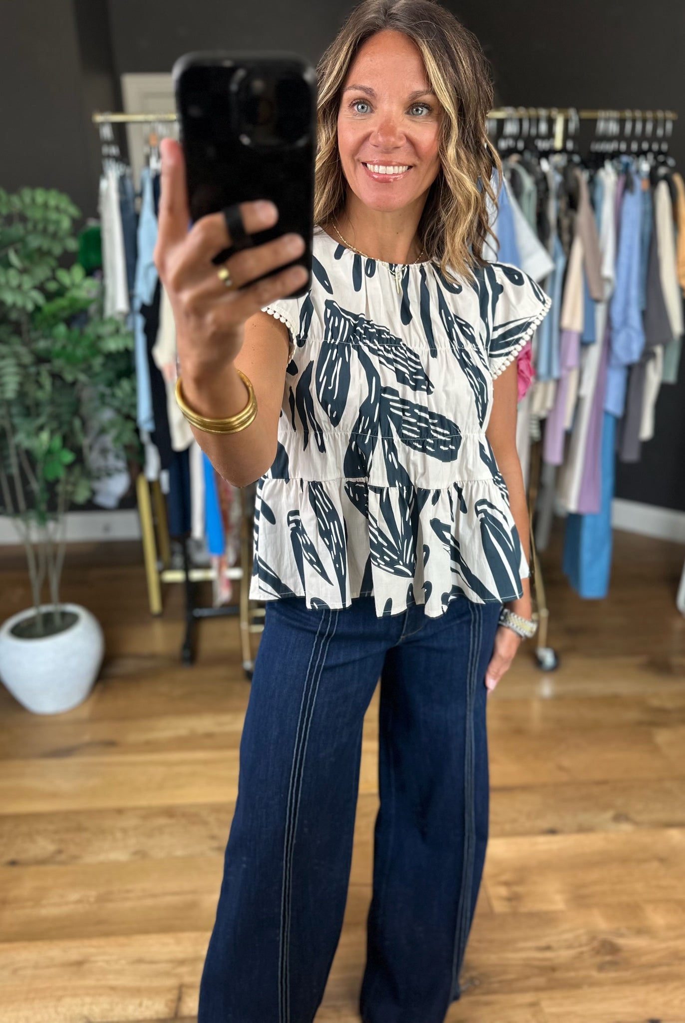 Rule The Day Patterned Top-Short Sleeves-THML-Anna Kaytes Boutique, Women's Fashion Boutique in Grinnell, Iowa