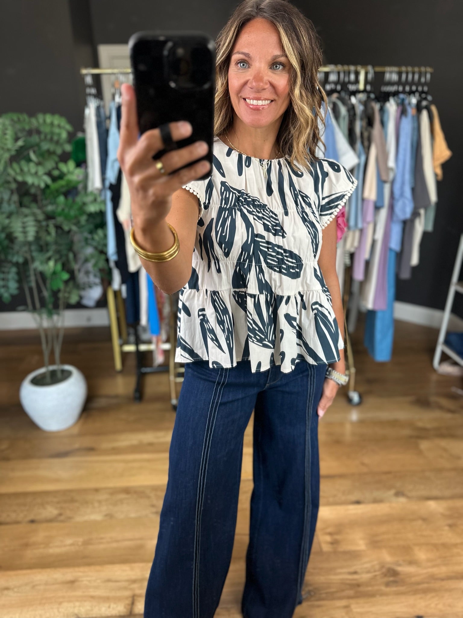 Rule The Day Patterned Top-Short Sleeves-THML-Anna Kaytes Boutique, Women's Fashion Boutique in Grinnell, Iowa