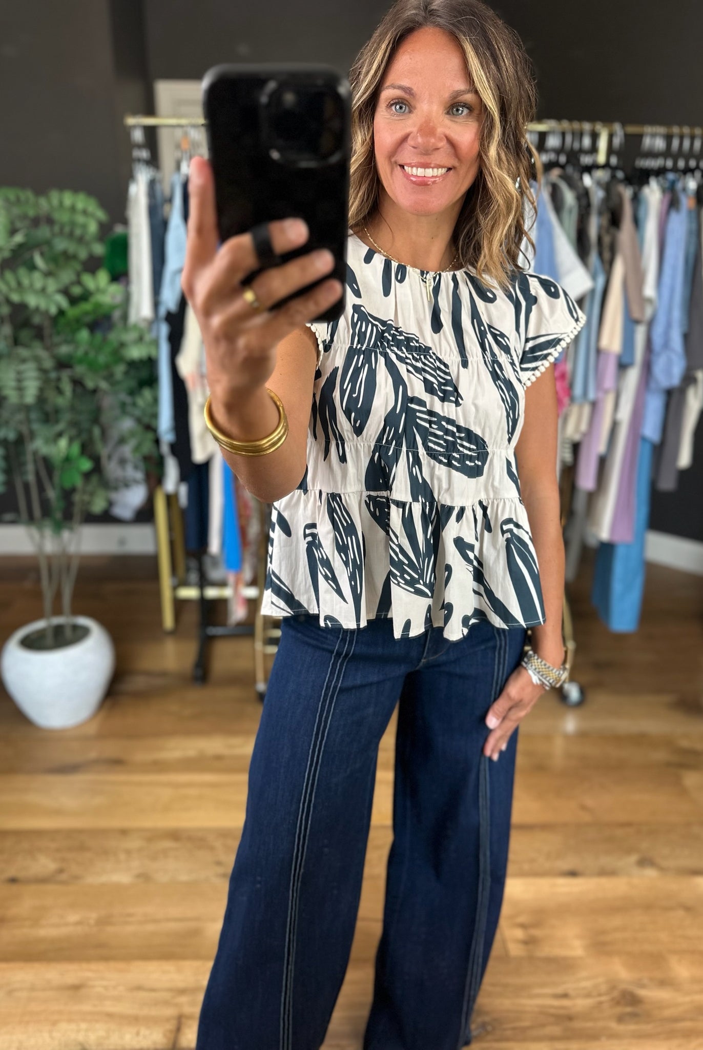 Rule The Day Patterned Top-Short Sleeves-THML-Anna Kaytes Boutique, Women's Fashion Boutique in Grinnell, Iowa