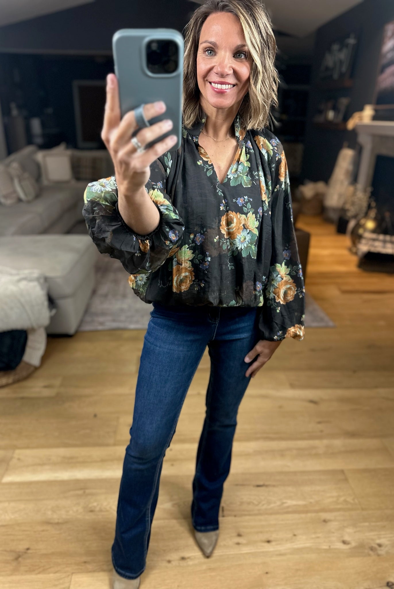 Out Of The Ordinary Floral Top-Long Sleeves-Entro-Anna Kaytes Boutique, Women's Fashion Boutique in Grinnell, Iowa