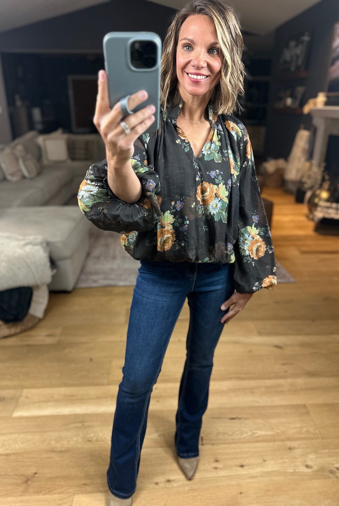 Out Of The Ordinary Floral Top-Long Sleeves-Entro-Anna Kaytes Boutique, Women's Fashion Boutique in Grinnell, Iowa