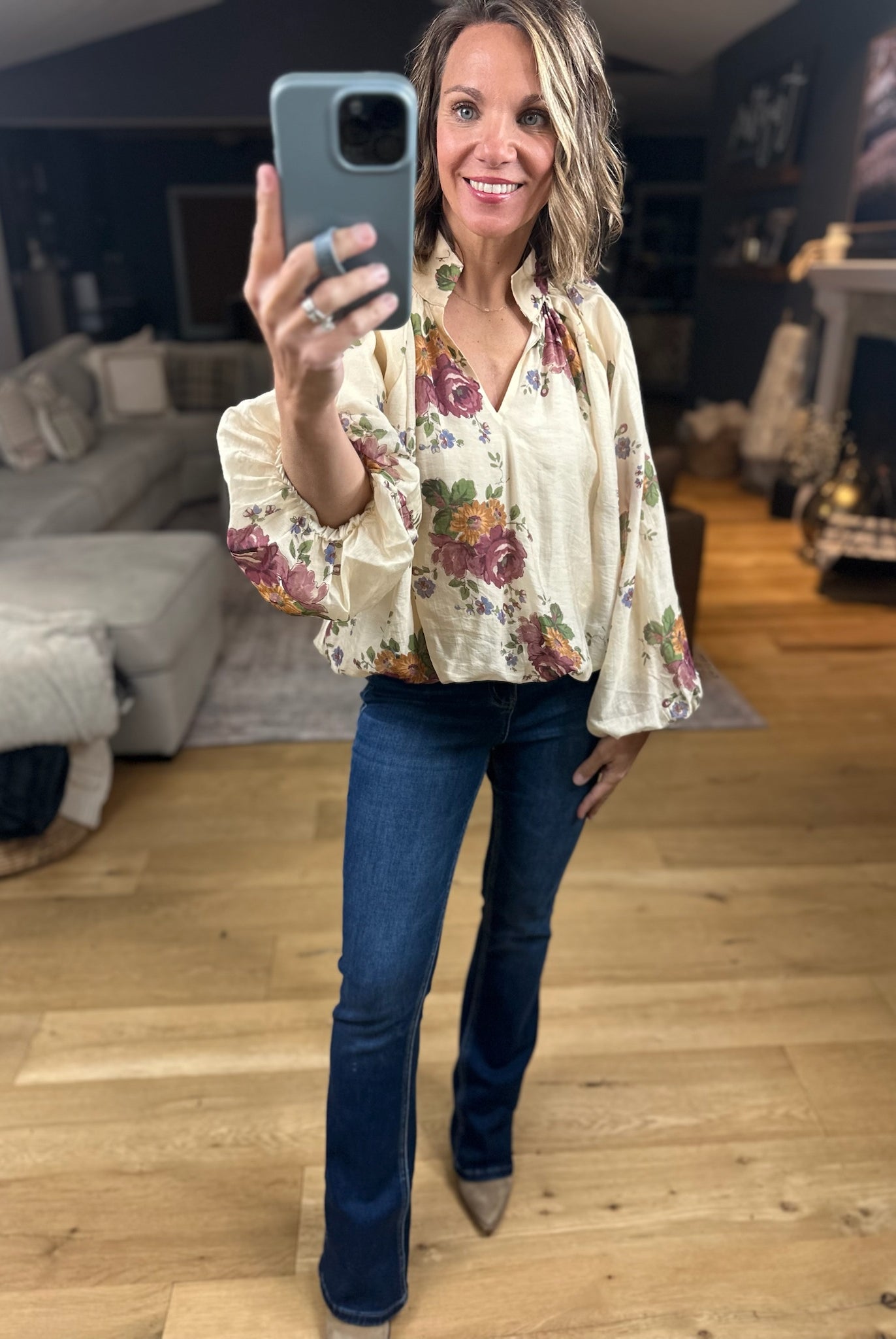 Out Of The Ordinary Floral Top-Long Sleeves-Entro-Anna Kaytes Boutique, Women's Fashion Boutique in Grinnell, Iowa