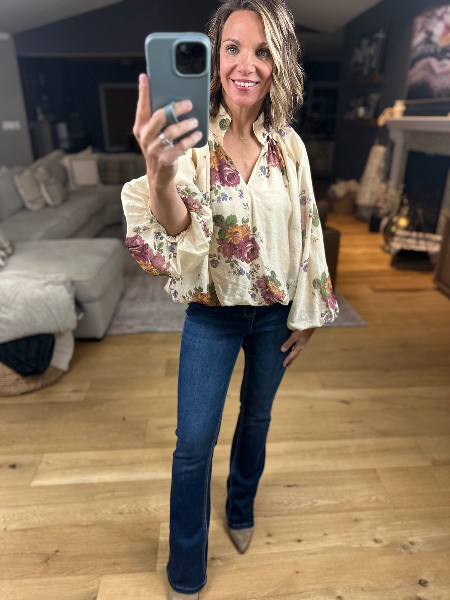 Out Of The Ordinary Floral Top-Long Sleeves-Entro-Anna Kaytes Boutique, Women's Fashion Boutique in Grinnell, Iowa