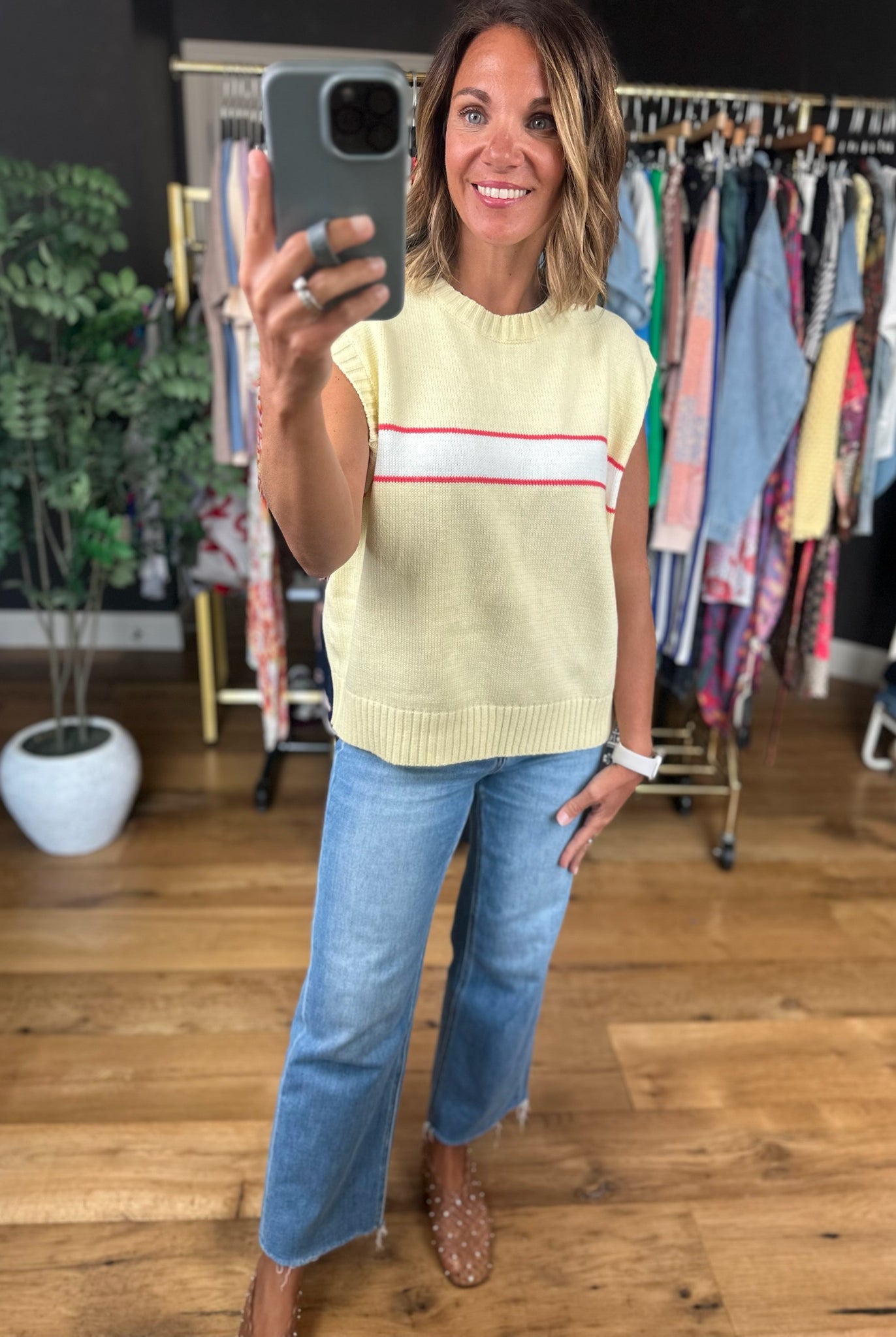 More Often Stripe-Detail Knit Top-Short Sleeves-Wishlist-Anna Kaytes Boutique, Women's Fashion Boutique in Grinnell, Iowa