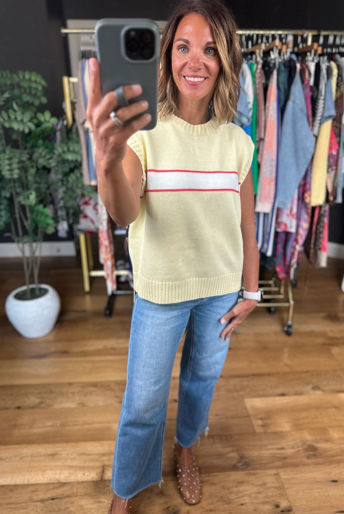 More Often Stripe-Detail Knit Top-Short Sleeves-Wishlist-Anna Kaytes Boutique, Women's Fashion Boutique in Grinnell, Iowa