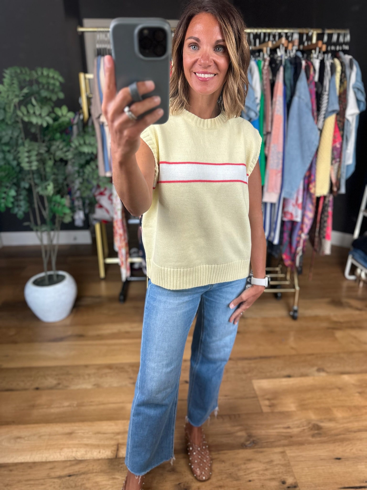 More Often Stripe-Detail Knit Top-Short Sleeves-Wishlist-Anna Kaytes Boutique, Women's Fashion Boutique in Grinnell, Iowa