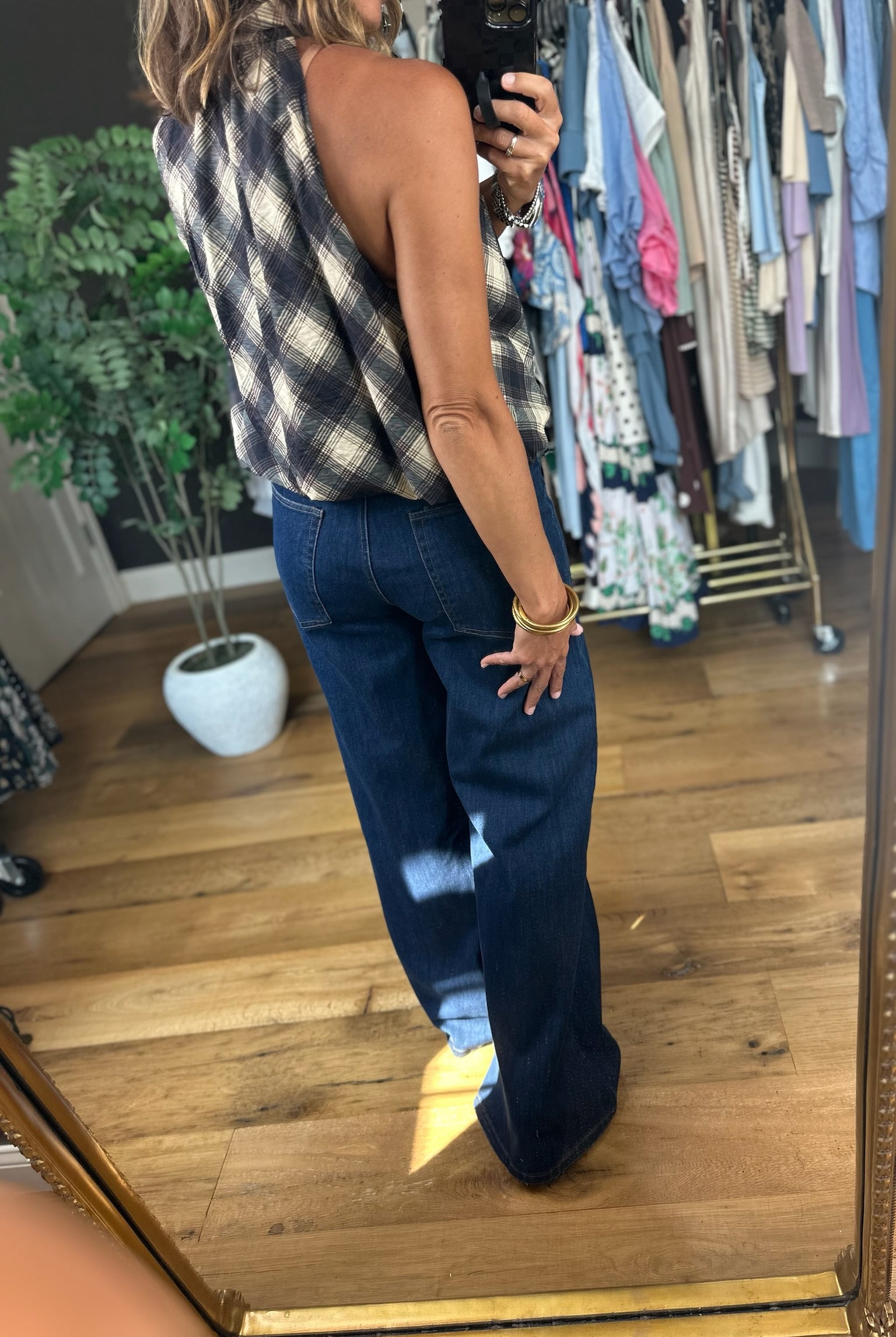 In My Notes Plaid Top-Sleeveless-THML-Anna Kaytes Boutique, Women's Fashion Boutique in Grinnell, Iowa