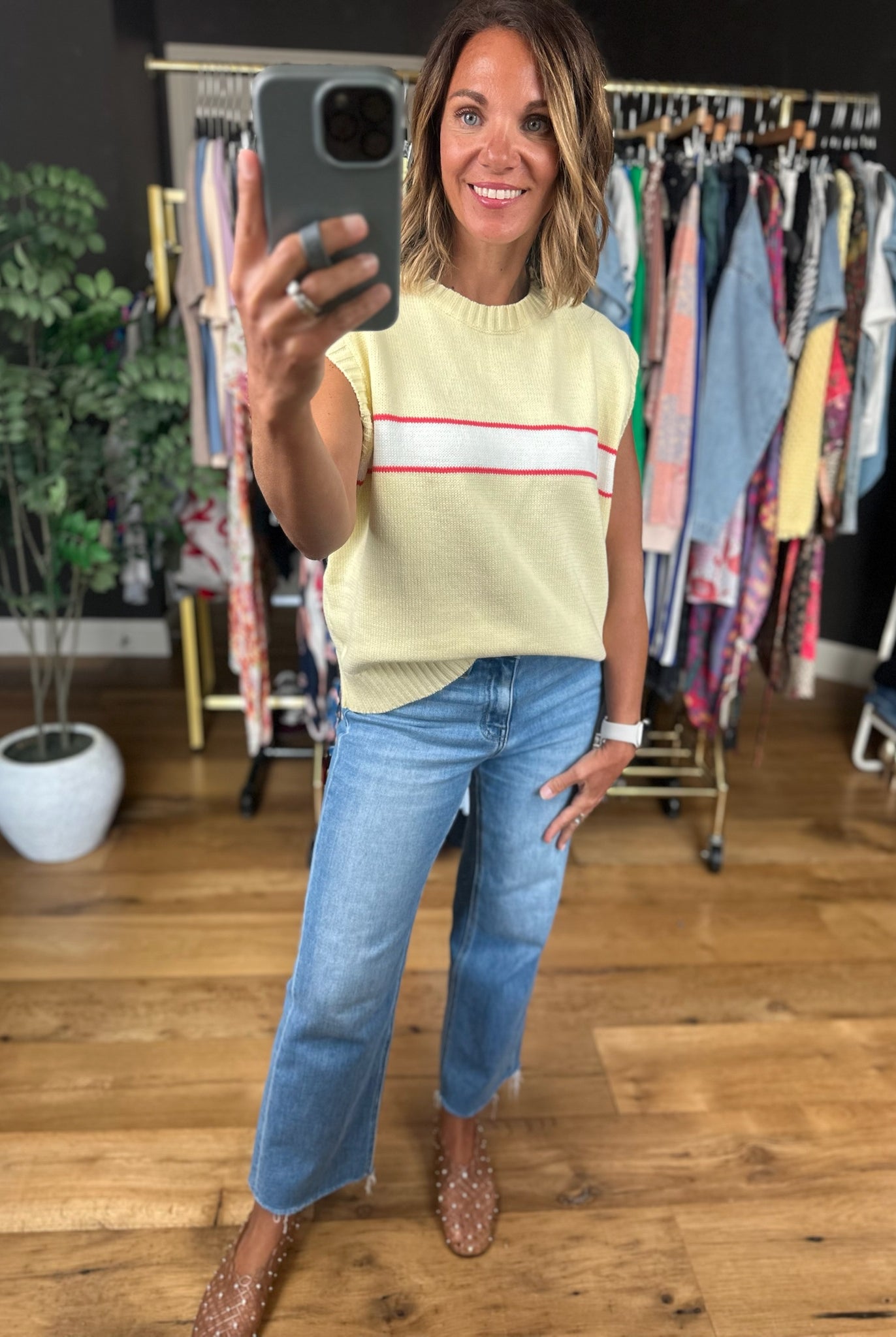 More Often Stripe-Detail Knit Top-Short Sleeves-Wishlist-Anna Kaytes Boutique, Women's Fashion Boutique in Grinnell, Iowa