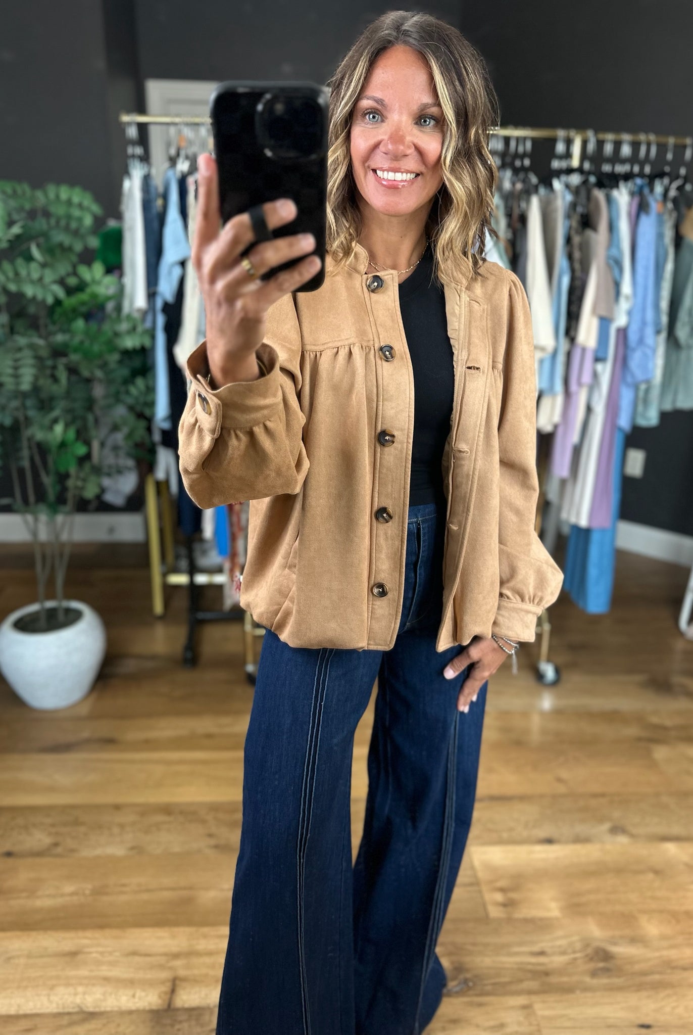 Can't Take My Place Faux-Suede Jacket-Jackets-Umgee-Anna Kaytes Boutique, Women's Fashion Boutique in Grinnell, Iowa