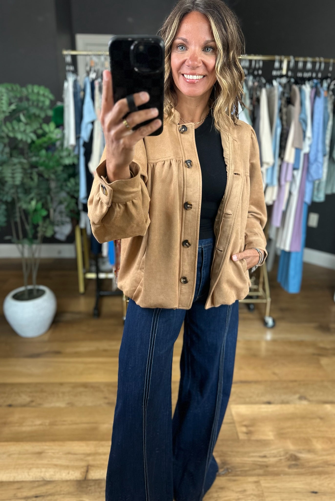 Can't Take My Place Faux-Suede Jacket-Jackets-Umgee-Anna Kaytes Boutique, Women's Fashion Boutique in Grinnell, Iowa