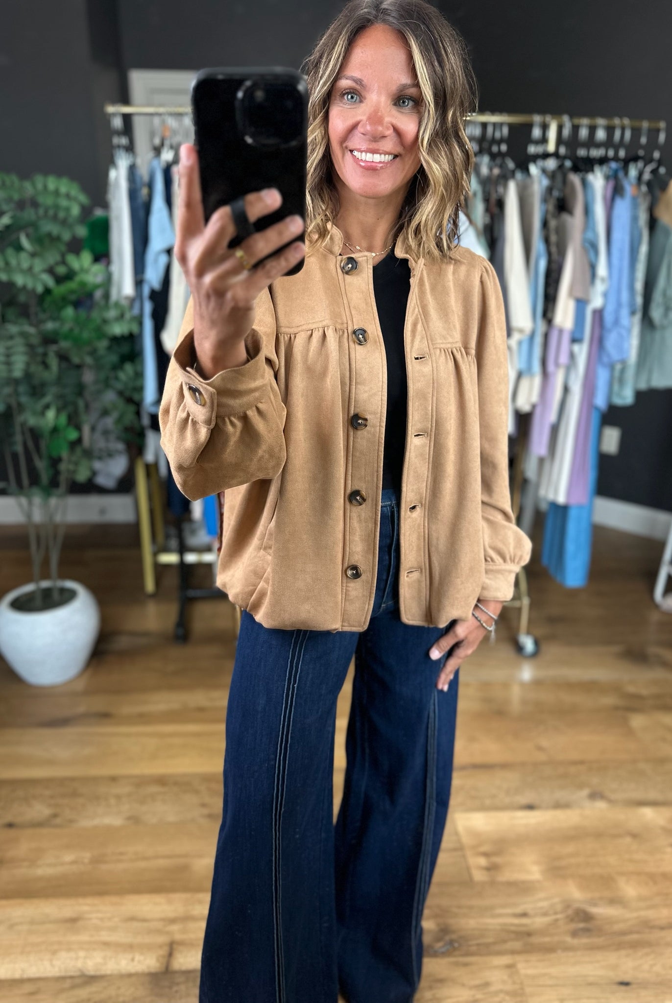 Can't Take My Place Faux-Suede Jacket-Jackets-Umgee-Anna Kaytes Boutique, Women's Fashion Boutique in Grinnell, Iowa