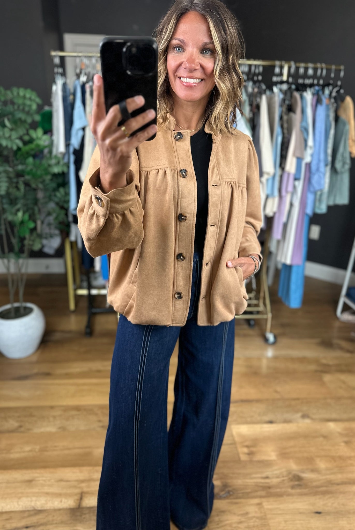 Can't Take My Place Faux-Suede Jacket-Jackets-Umgee-Anna Kaytes Boutique, Women's Fashion Boutique in Grinnell, Iowa