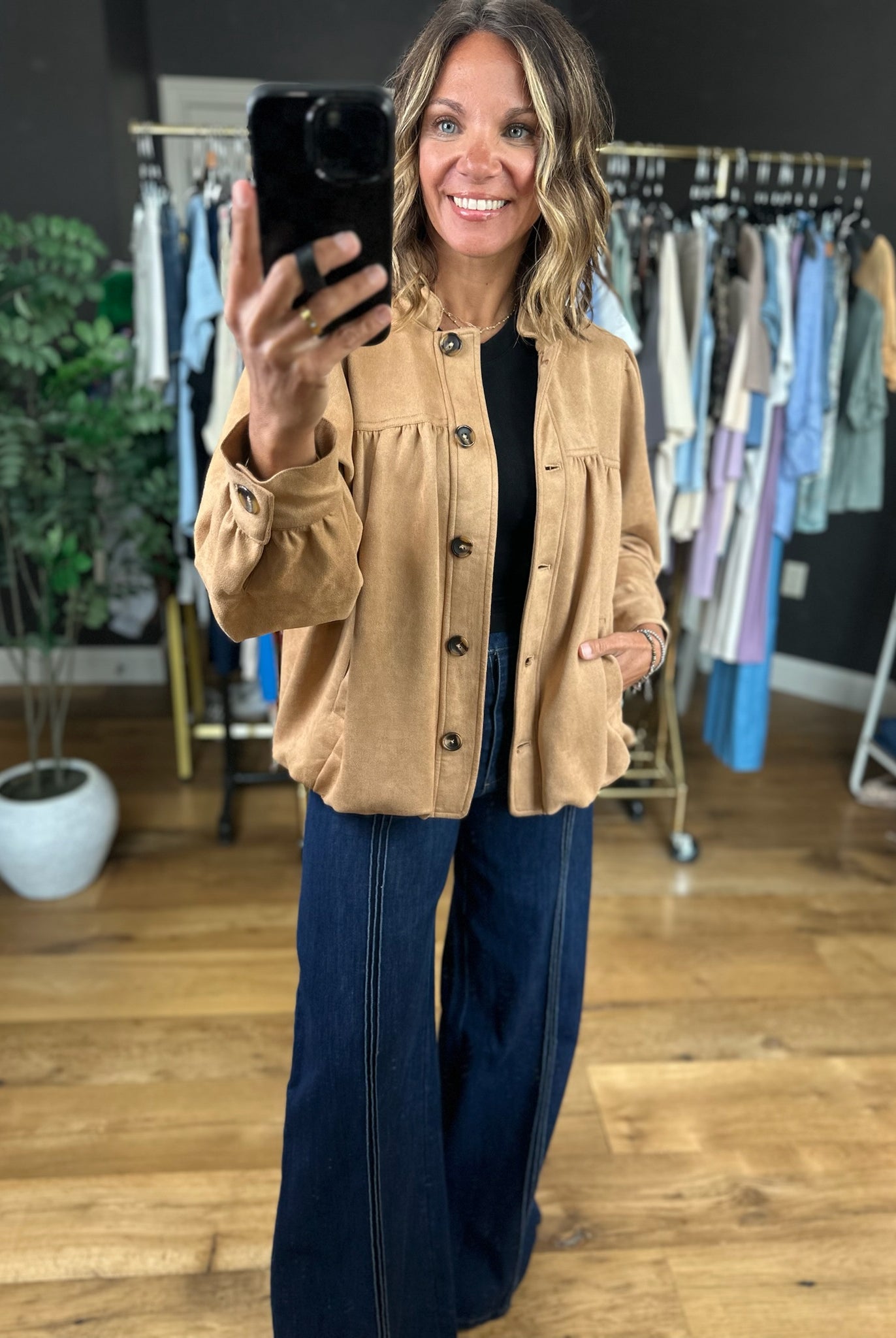 Can't Take My Place Faux-Suede Jacket-Jackets-Umgee-Anna Kaytes Boutique, Women's Fashion Boutique in Grinnell, Iowa