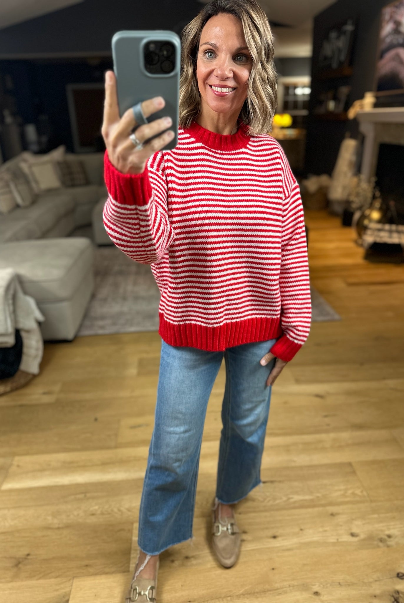 Soft Spoken Striped Crew Sweater-Sweaters-Wishlist-Anna Kaytes Boutique, Women's Fashion Boutique in Grinnell, Iowa