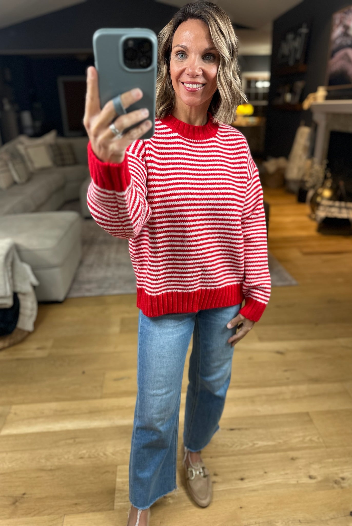 Soft Spoken Striped Crew Sweater-Sweaters-Wishlist-Anna Kaytes Boutique, Women's Fashion Boutique in Grinnell, Iowa