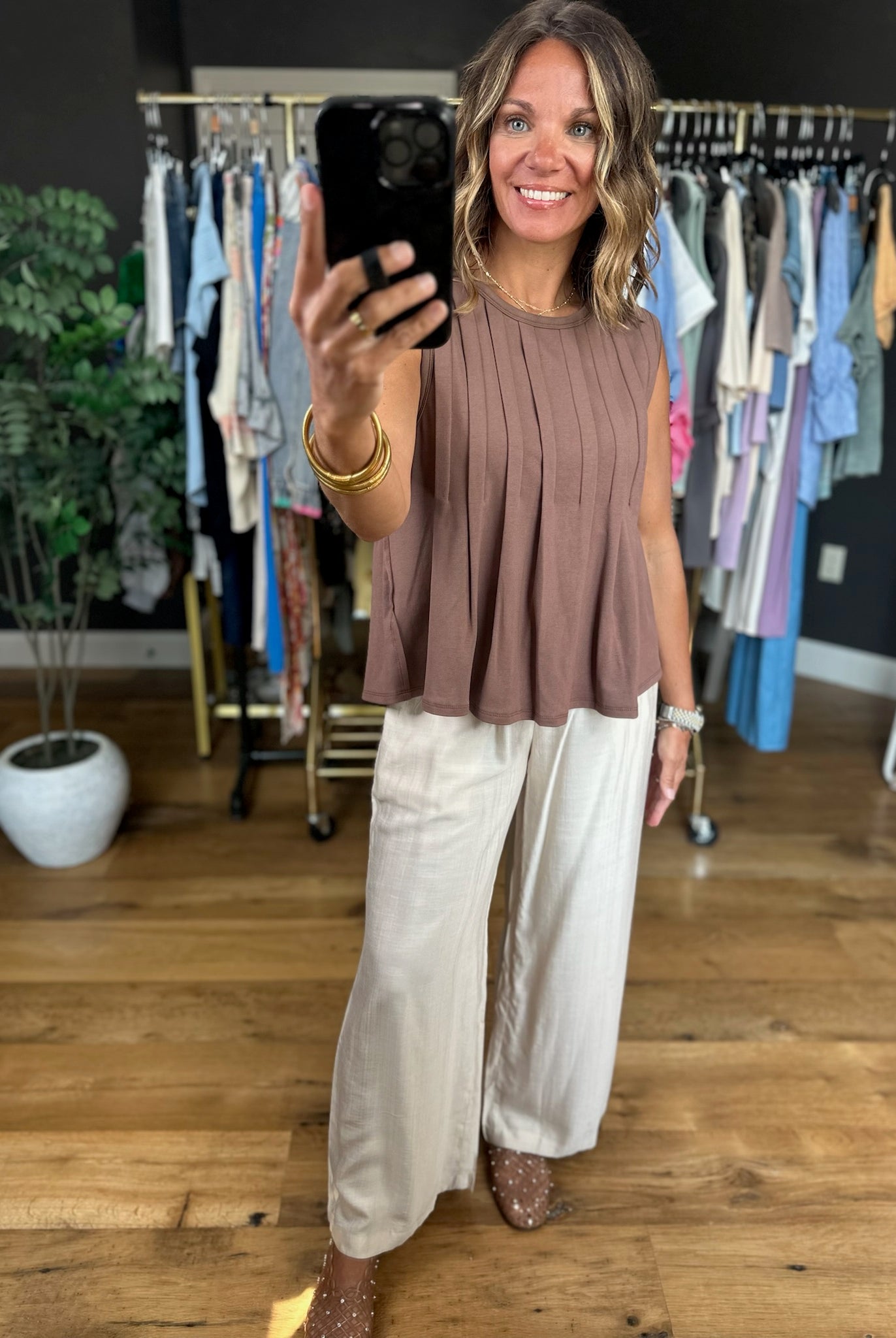 Softer Season Pleated Top-Sleeveless-By Together-Anna Kaytes Boutique, Women's Fashion Boutique in Grinnell, Iowa