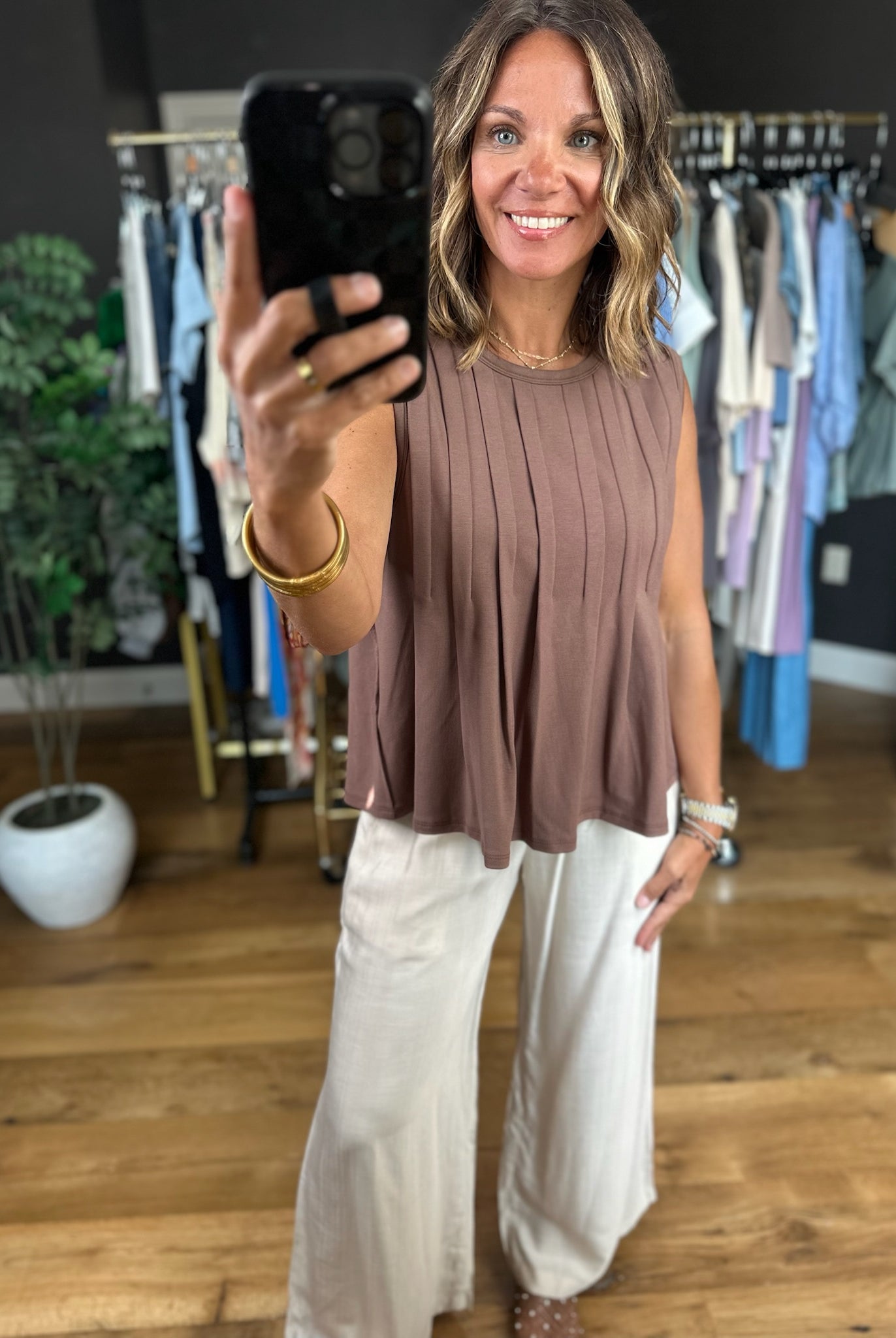 Softer Season Pleated Top-Sleeveless-By Together-Anna Kaytes Boutique, Women's Fashion Boutique in Grinnell, Iowa
