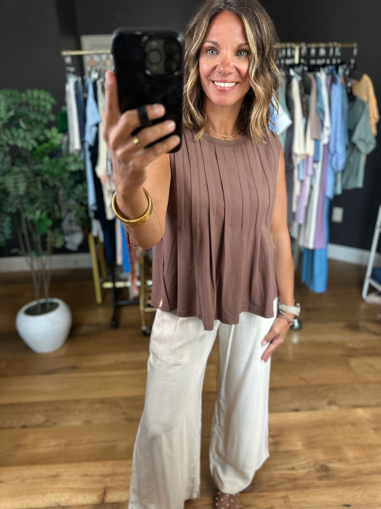 Softer Season Pleated Top-Sleeveless-By Together-Anna Kaytes Boutique, Women's Fashion Boutique in Grinnell, Iowa