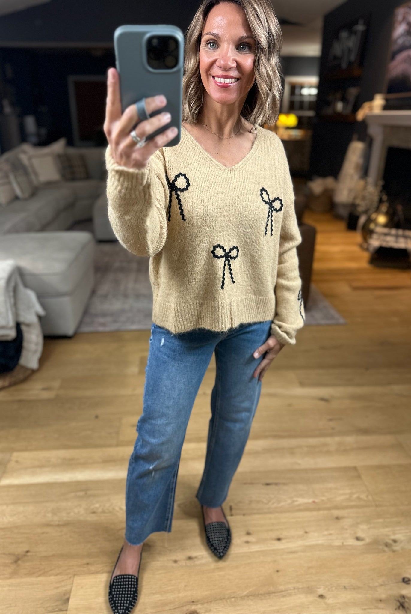 Finishing Touches Bow-Detail Sweater-Sweaters-Wishlist-Anna Kaytes Boutique, Women's Fashion Boutique in Grinnell, Iowa